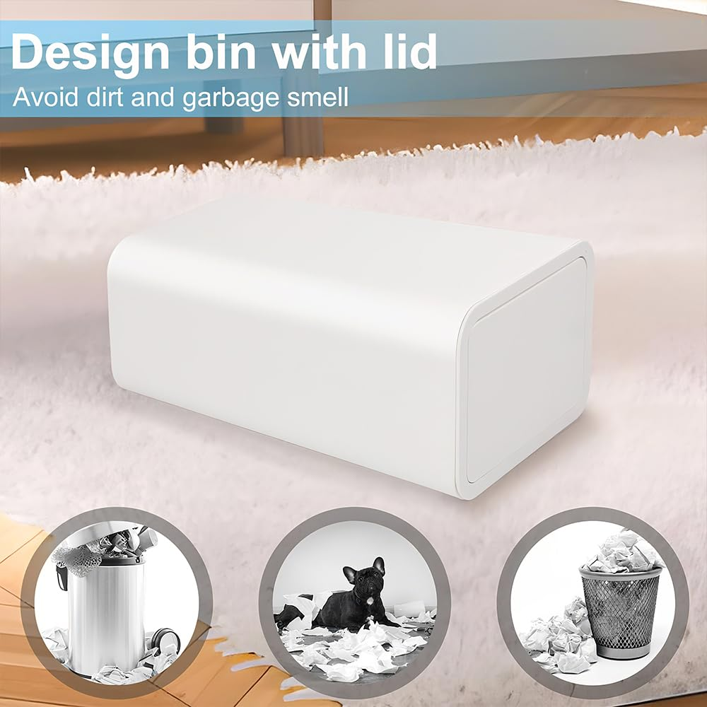 2 Pack Slim Space-Saving Trash Can with Press Top Lid, 12L Durable Plastic Garbage Bin for Kitchen, Bathroom, RV, Office, Small Container Wastebasket for Narrow Spaces (White) image number 3