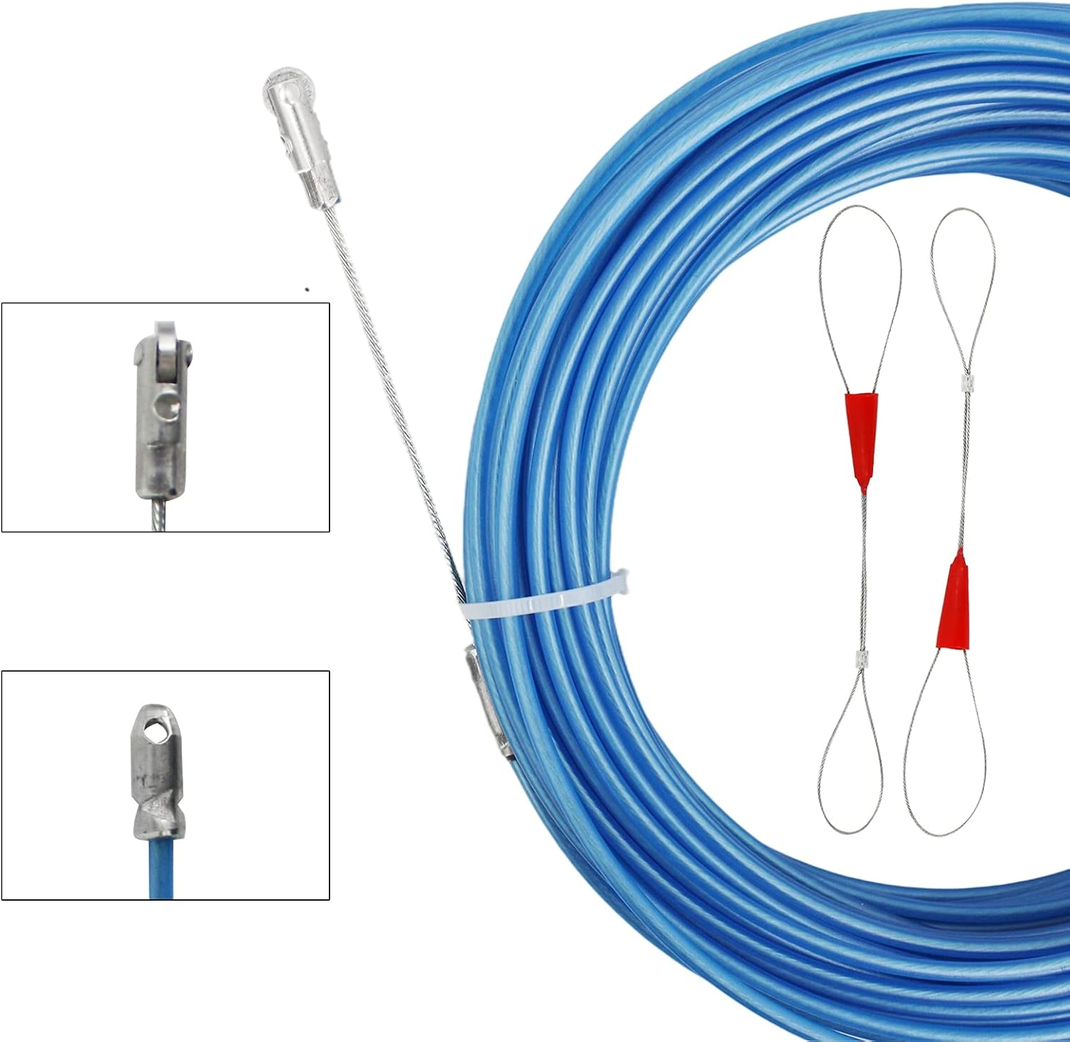 30M Fish Tape Steel Core Cable Puller Electrical Wire Fish Tape Running Cable Fastener Kit image number 5