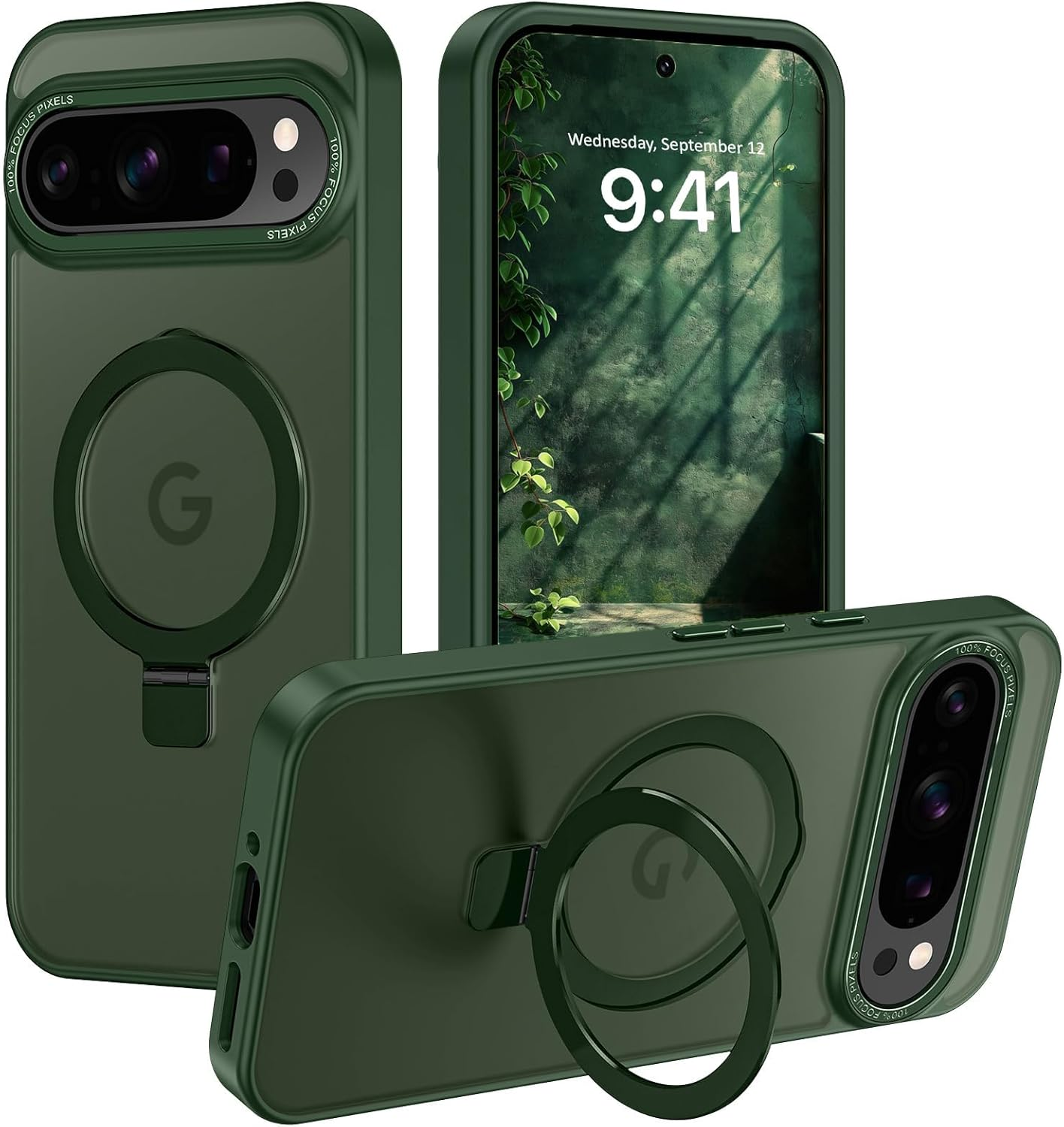 AVETUL for Google Pixel 9 Case, Phone Case Pixel 9 Pro with Invisible Magnetic Ring Stand [Compatible with Magsafe] [Full Camera Protection] Shockproof Bumper Hard Protective Cover Cases, Black