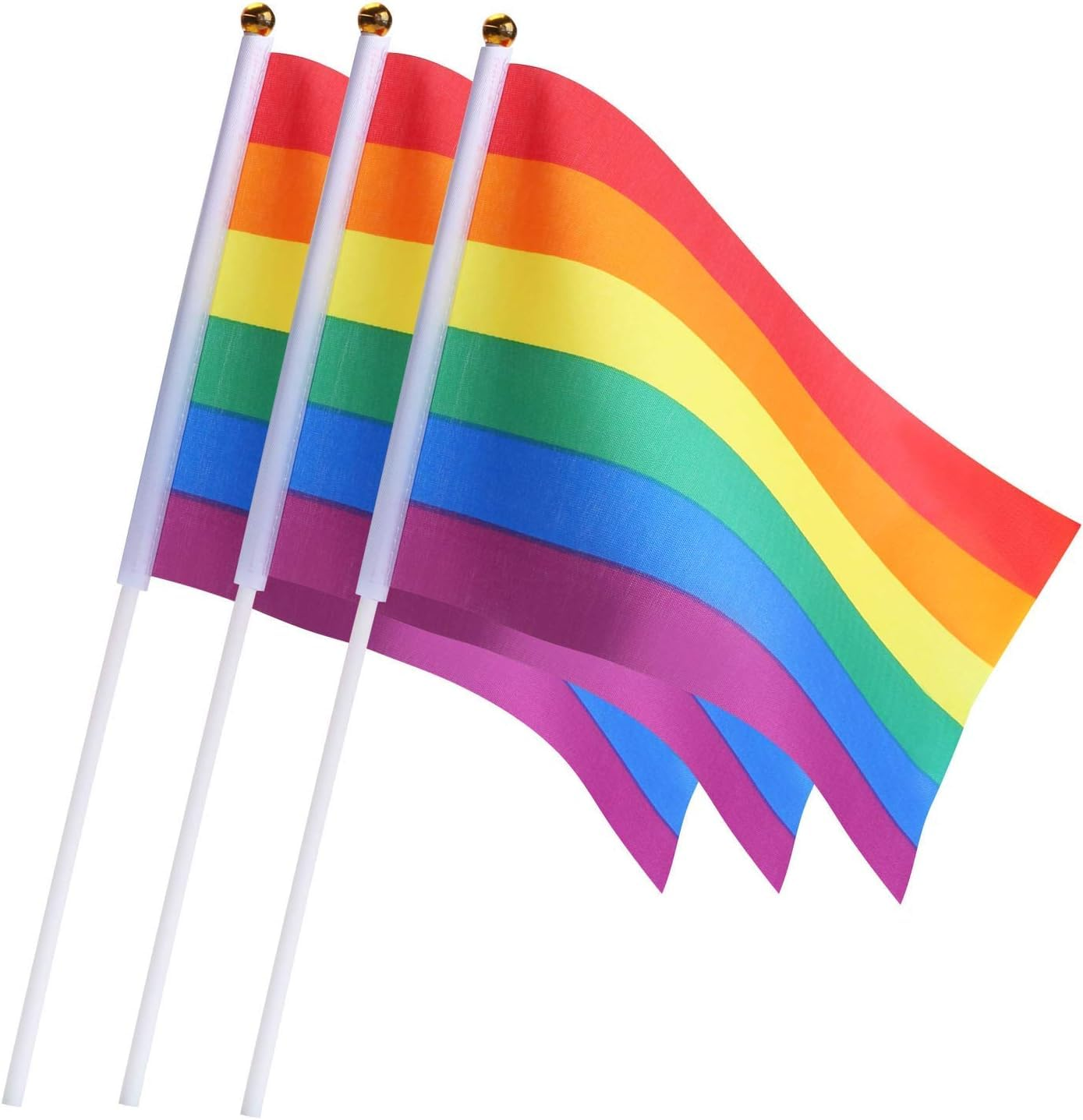 Acemedia 60 Pack Gay Pride Flags Mini Small LGBT Rainbow Stick Flags for Rainbow Pride Parade Festival Party Decorations image number 6