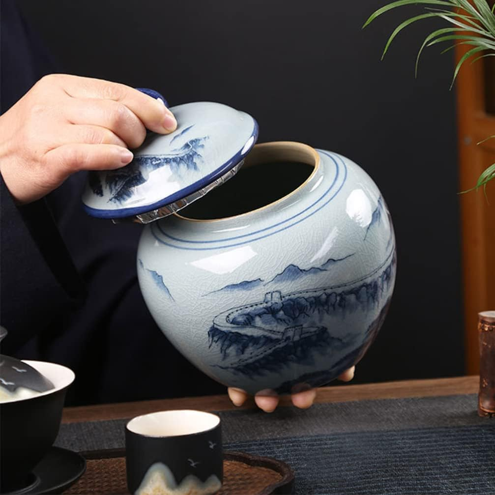 Kichvoe Ceramic Tea Can Storage Jar Airtight Lid for Loose Leaf Tea Kitchen Home Decor and Candy Utensil image number 2