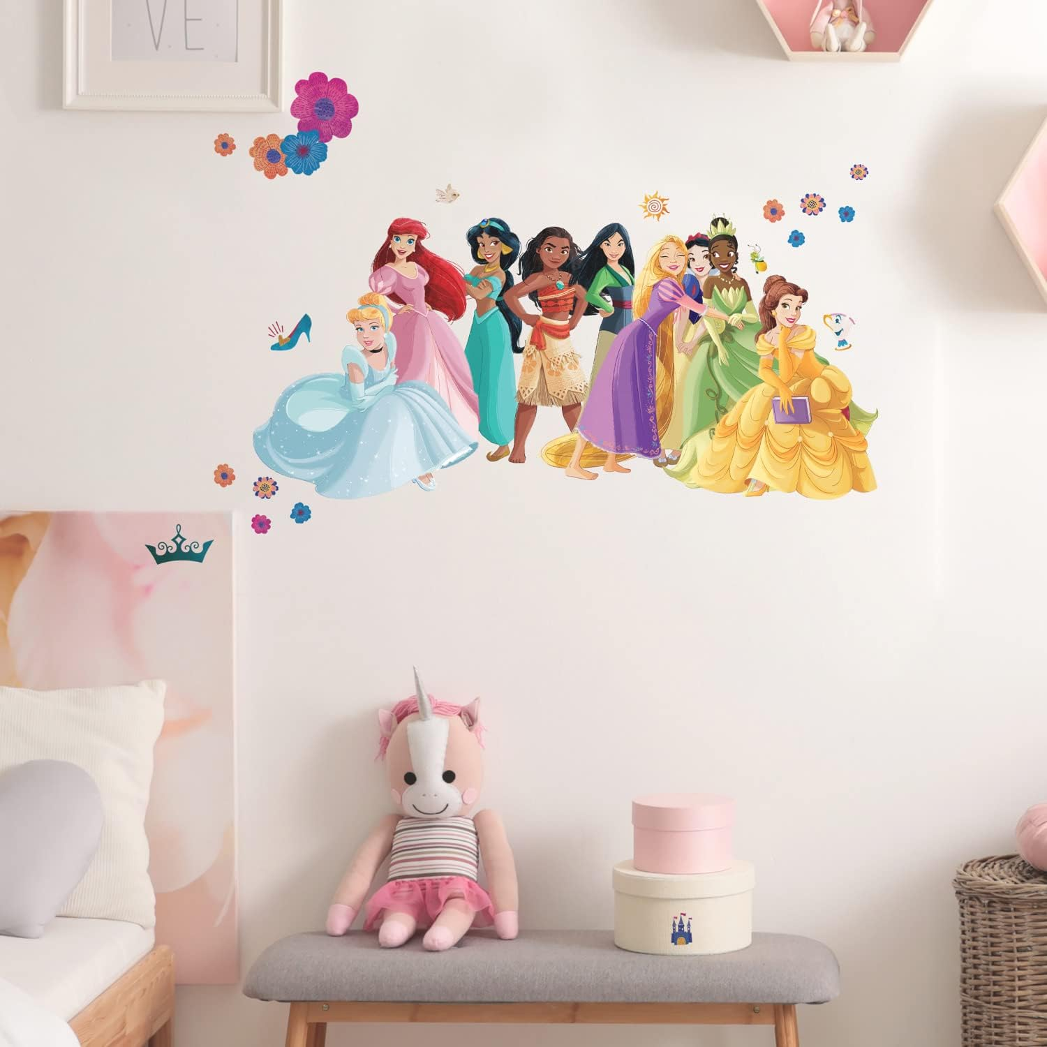 Roommates RMK5330GM Disney Princess Flowers and Friends Giant Peel and Stick Wall Decals, Red, Orange, Yellow, Green, Blue, Purple, Black, Brown, Pink image number 2