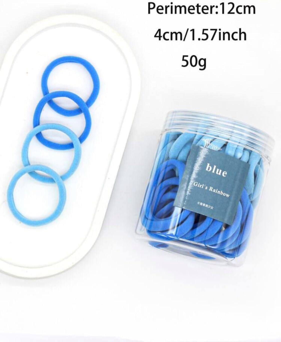 (Blue) 50 Hair Bobbles for Women, Men or Girls - Available in Various Colours - Very Soft, Will Not Pull or Damage Hair