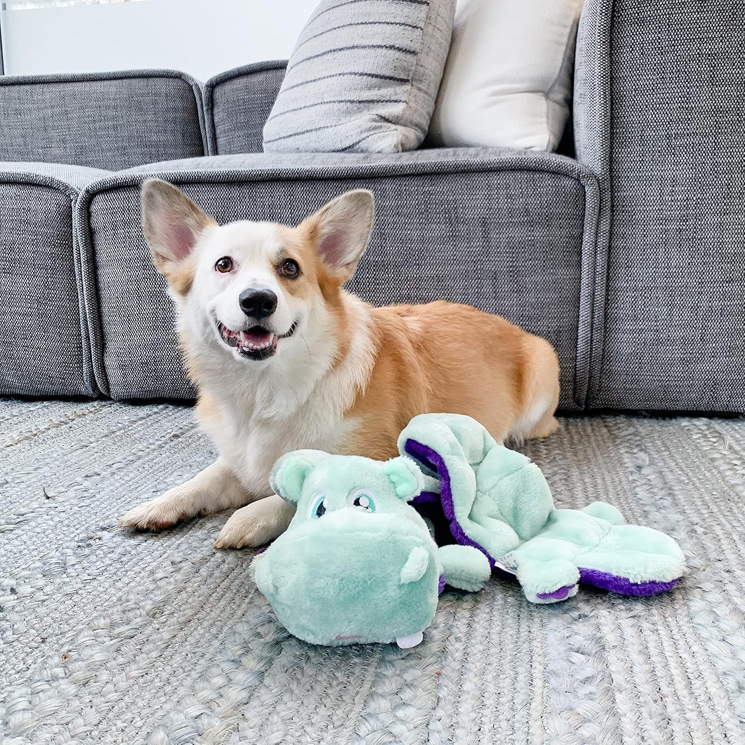 Outward Hound Squeaker Matz Plush Hippo Dog Toy, XXL image number 4