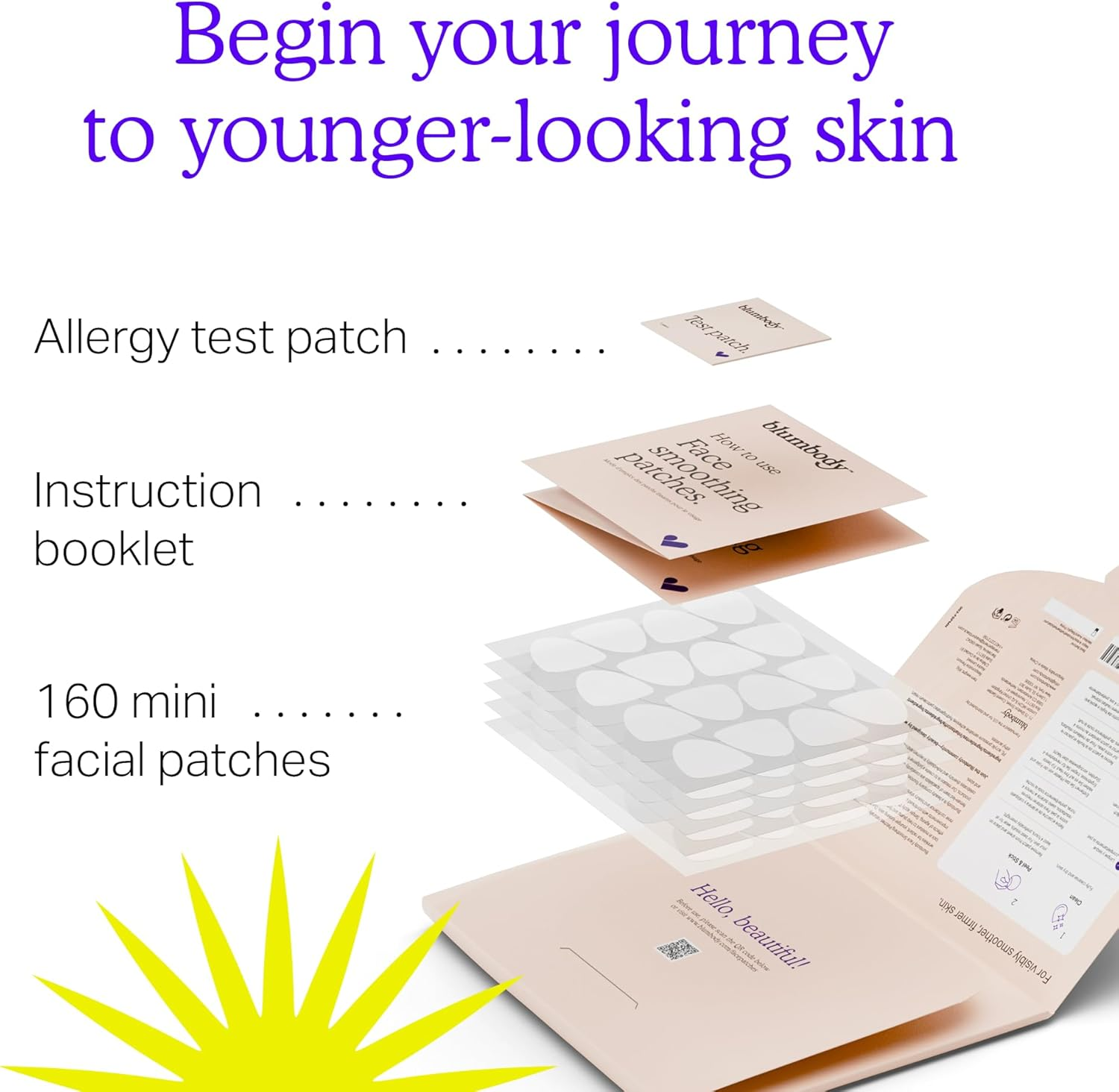 BLUMBODY Face & Forehead Wrinkle Patches - Mini anti Wrinkle Facial Patches to Smooth Eye, Mouth, Forehead Wrinkles - Non-Silicone Face Tape for Fine Wrinkles between Eyes & Face - 160 Face Patches image number 6