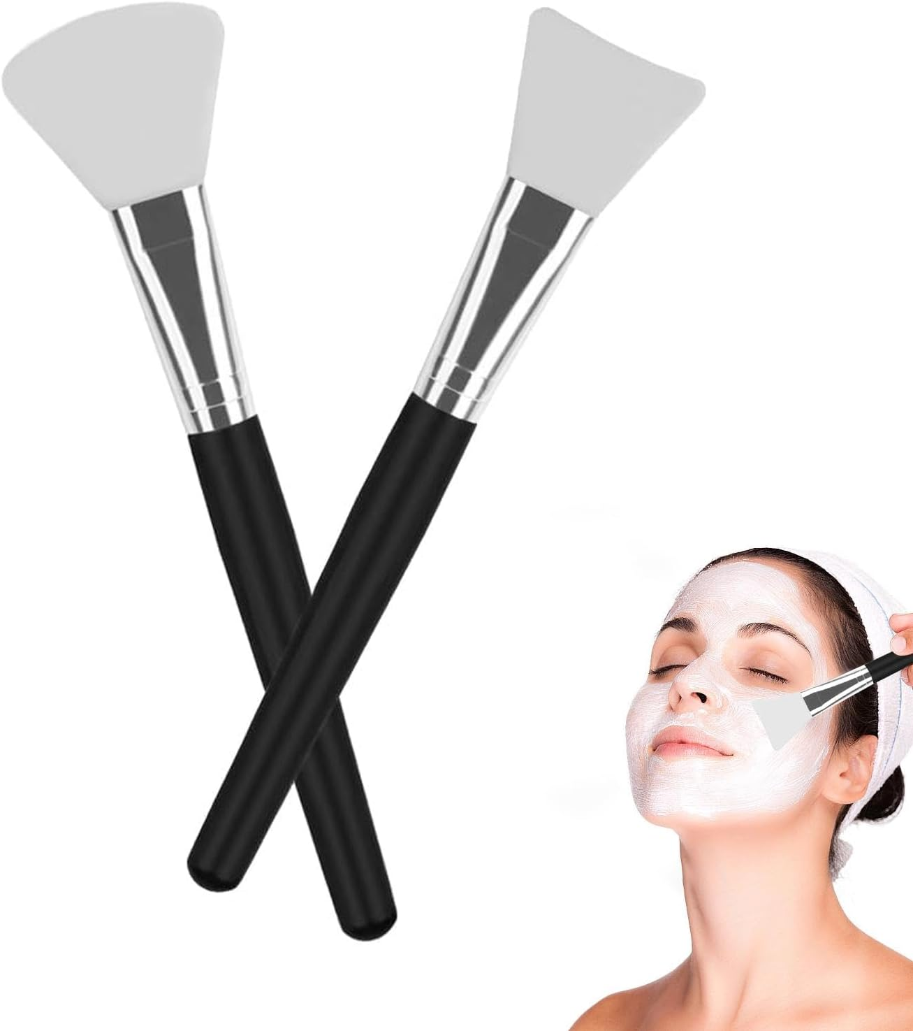 2Pcs Mask Brush,Face Ma-Sk Brush,Face Ma-Sk Applicator,Silicone Face Masks Brushes,Soft Silicone Brush for Face Masks for Facials,Mud,Clay Mask,Diy,Modeling Mask, Body Lotion image number 3