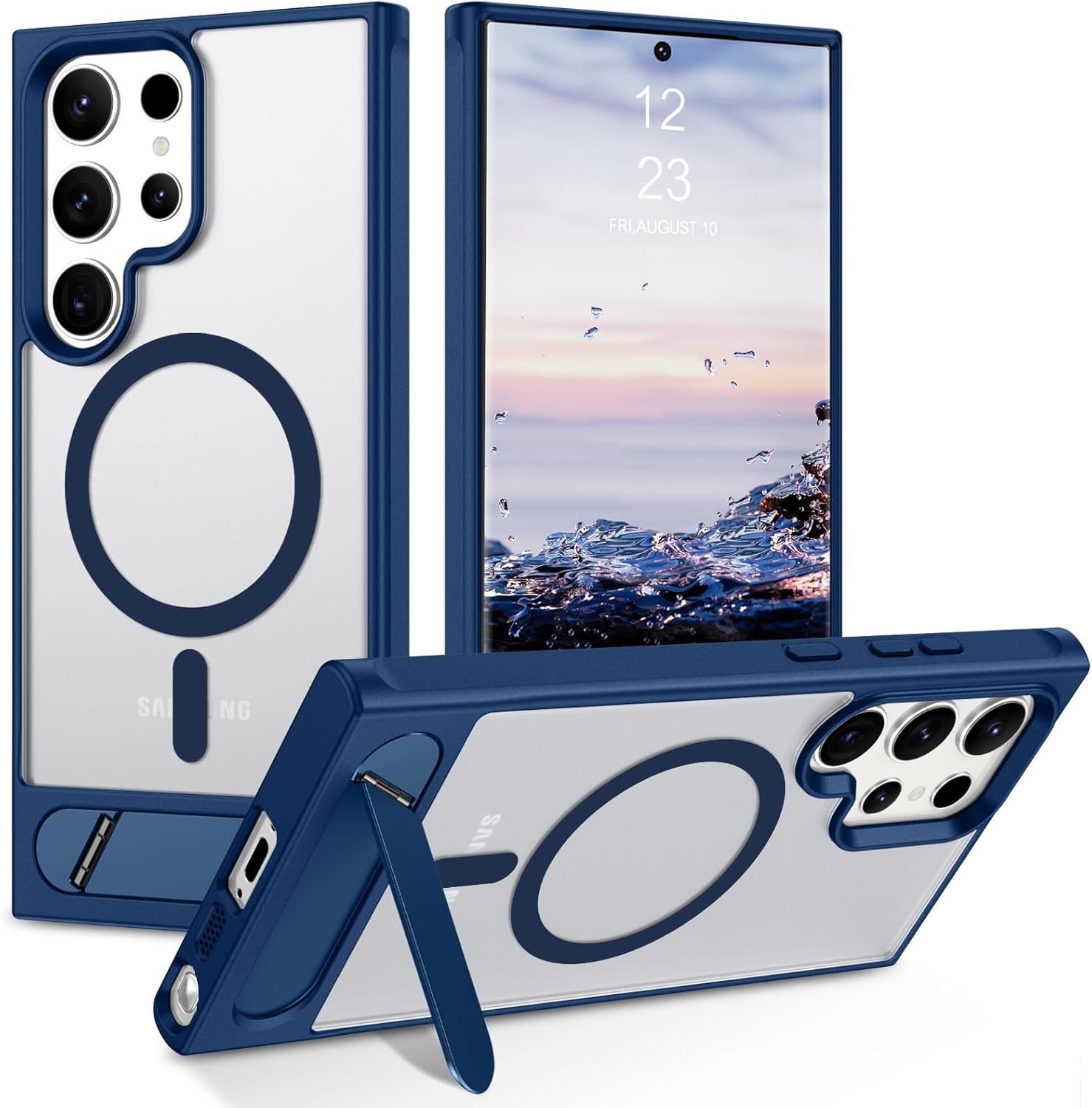 DUEDUE for Samsung Galaxy S24 Ultra Case Magnetic with Stand,[Compatible with Magsafe] Military Grade Protective Skin-Friendly Touch Slim Built-In Kickstand Hard Back Samsung S24 Ultra Cover, Gray