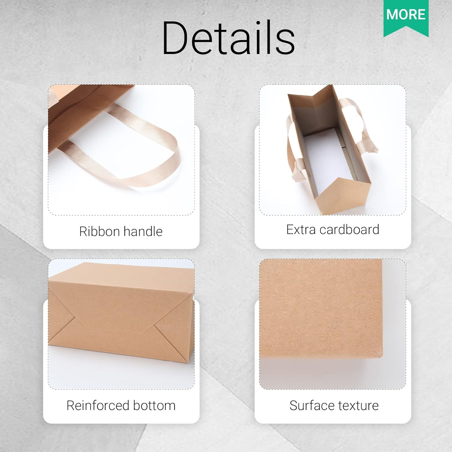 YACEYACE Brown Gift Bags, 10Pcs 20.5 X 11 X 26.5Cm Medium Kraft Paper Bags with Ribbon Handles, Brown Kraft Bags for Office, Shopping,Boutique,Retail image number 6