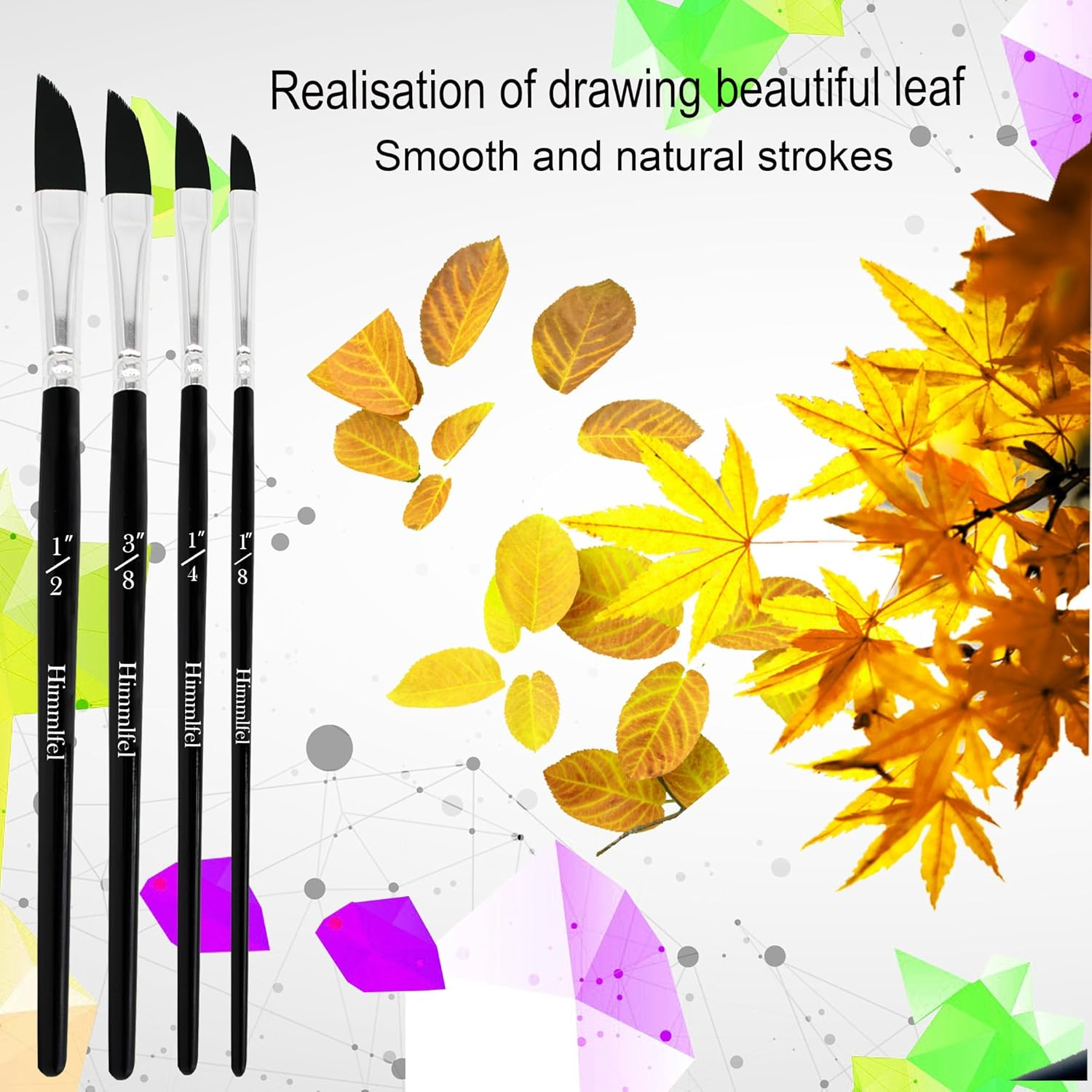 Dagger Brush Set, 4 PCS Sword Striper Brushes for Artists and Beginners, Watercolour, Acrylic, Oil, Size 1/8, 1/4, 3/8, 1/2 Inch image number 1