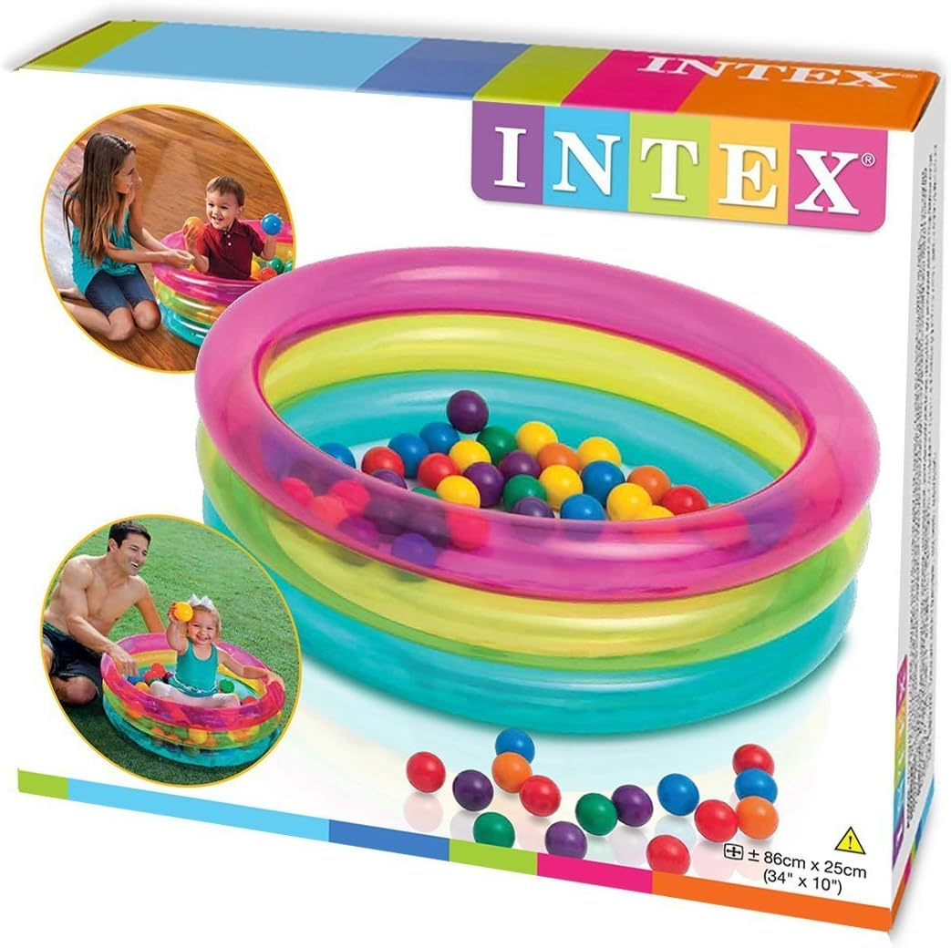 INTEX 48674NP - Classic 3-Ring Baby Ball Pit, Ages 1-3, Size 86Cmx25Cm