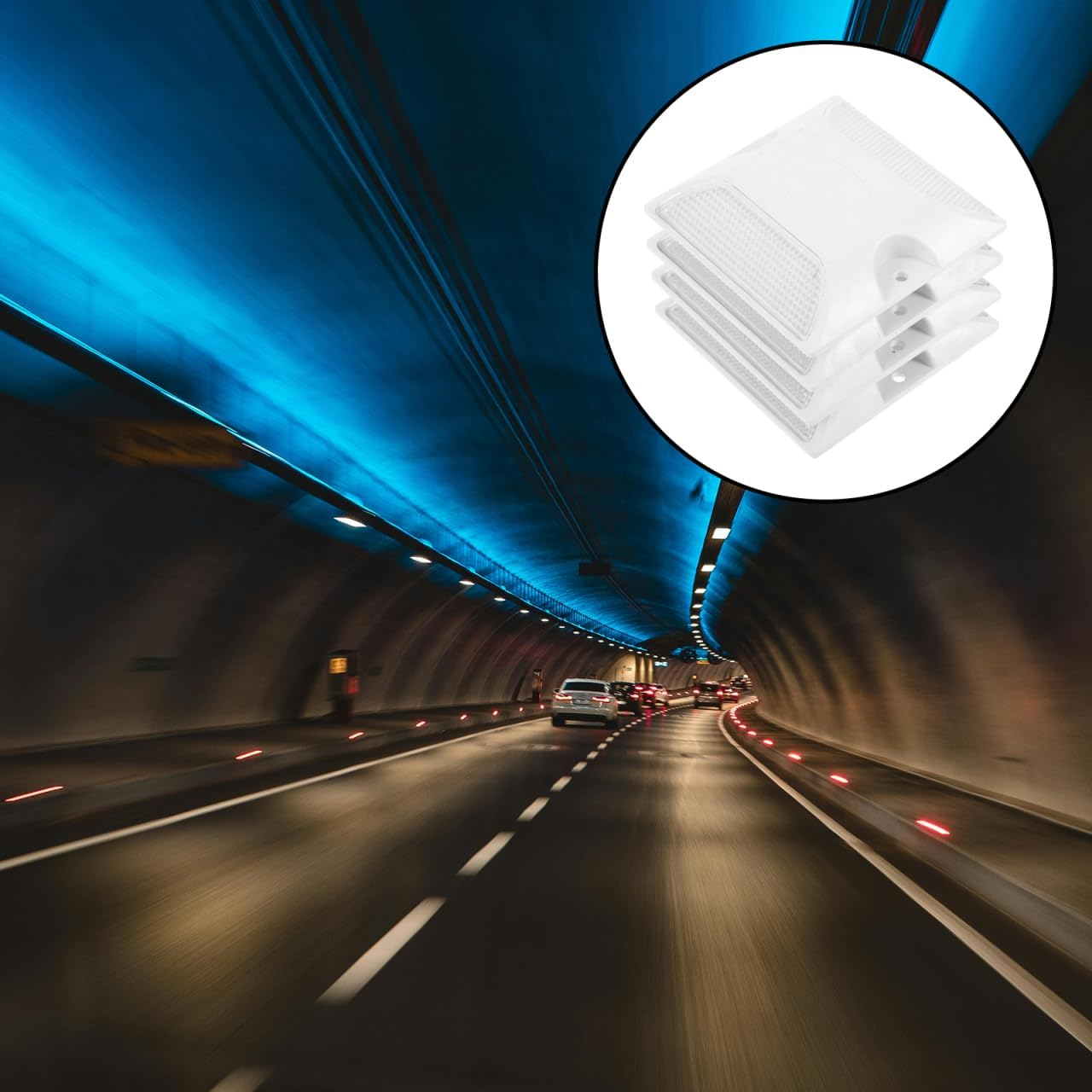 Reflective Road Studs Pavement Markers 4Pcs ABS Raised Plastic Highway Accessories High Visibility Reflectors for Driveway Entrance Night Safety - Yellow image number 6