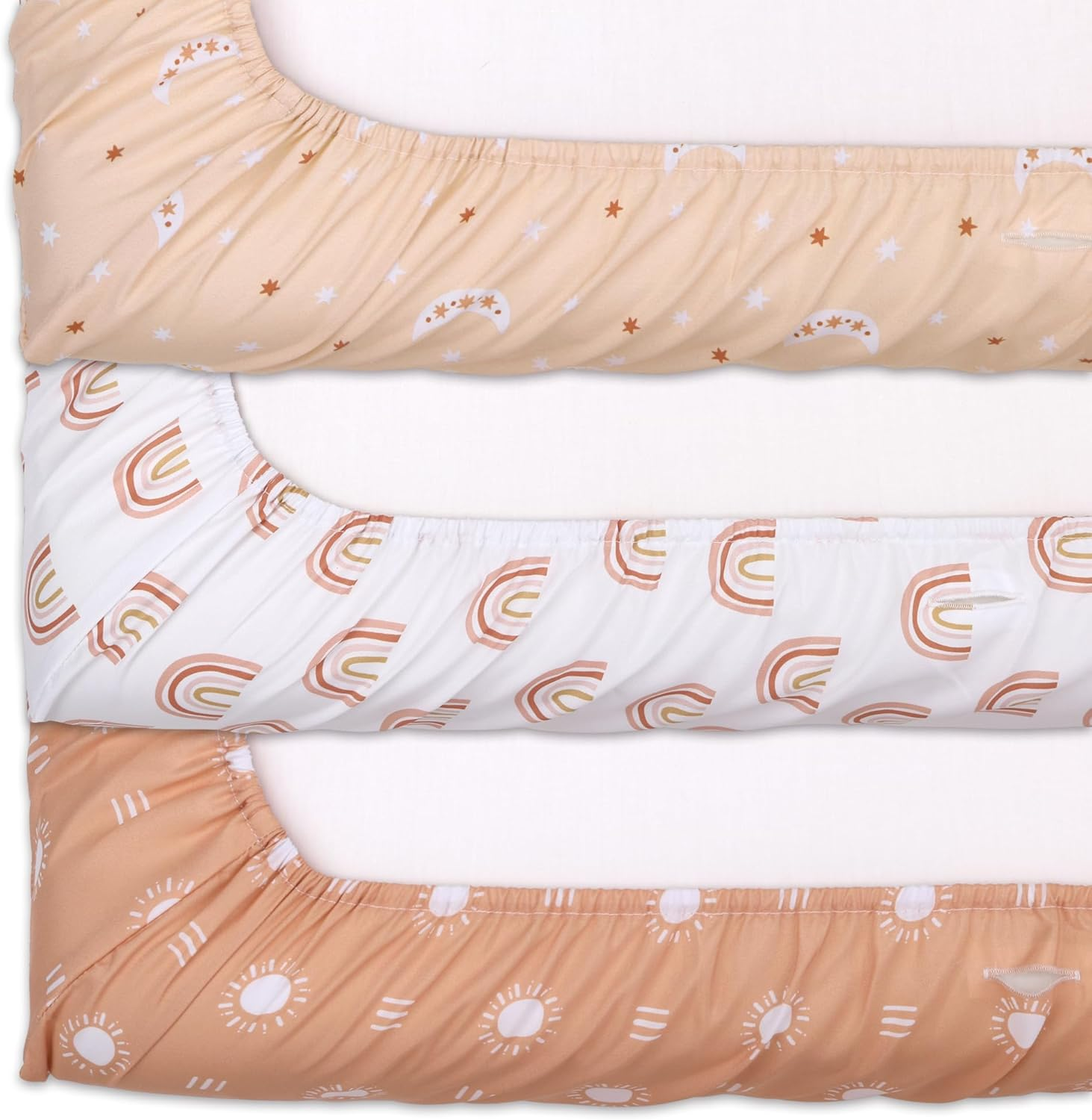 The Peanutshell Changing Pad Covers for Girls or Boys, Unisex 3 Pack, Boho Rainbow image number 5