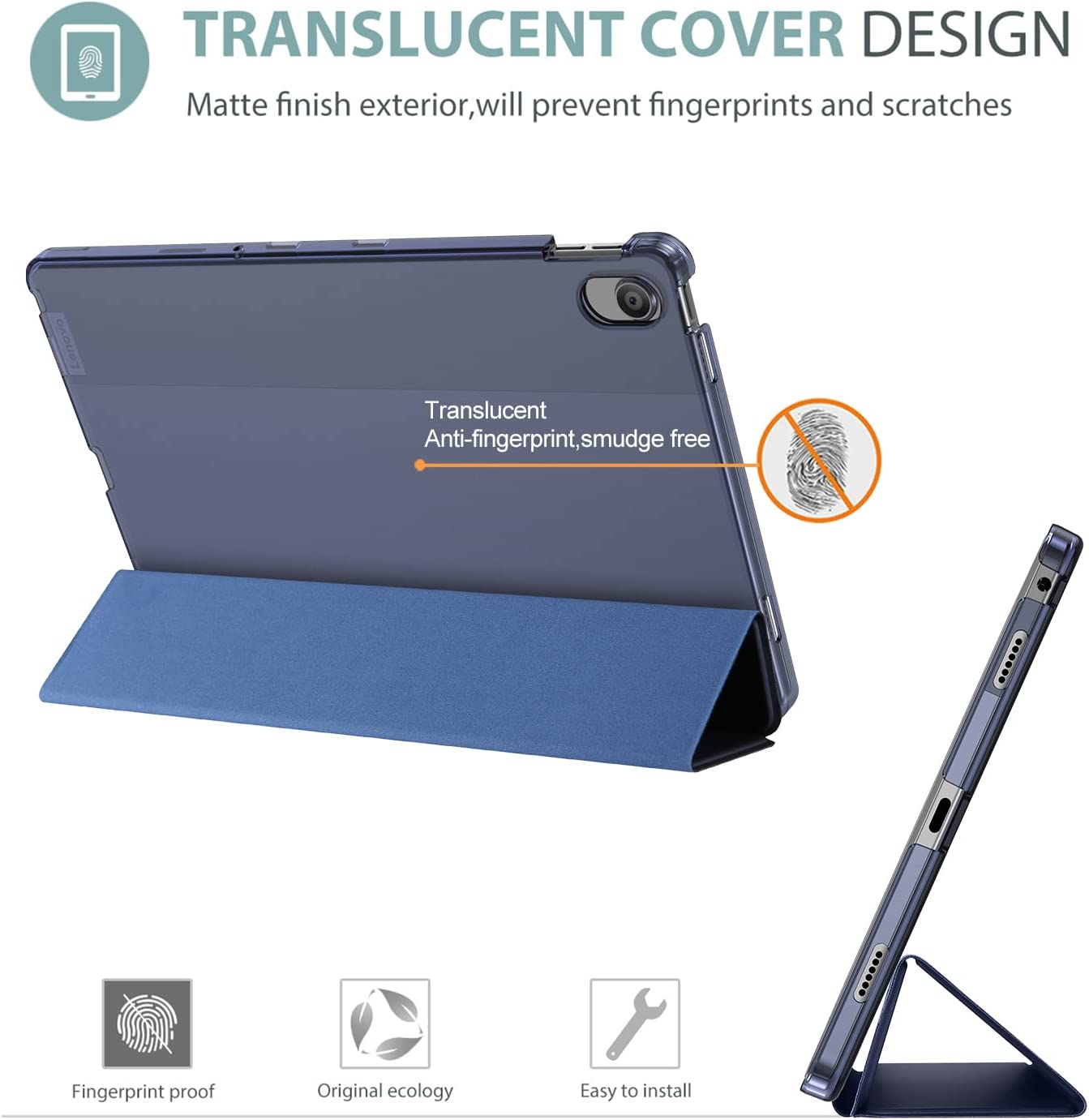 Procase Lenovo Tab M10 plus Case 10.6 Inch 2022 3Rd Gen, Slim Stand Hard Back Shell Protective Smart Cover Case for Lenovo Tab M10 plus 10.6" 2022 Release -Navy - Navy image number 3