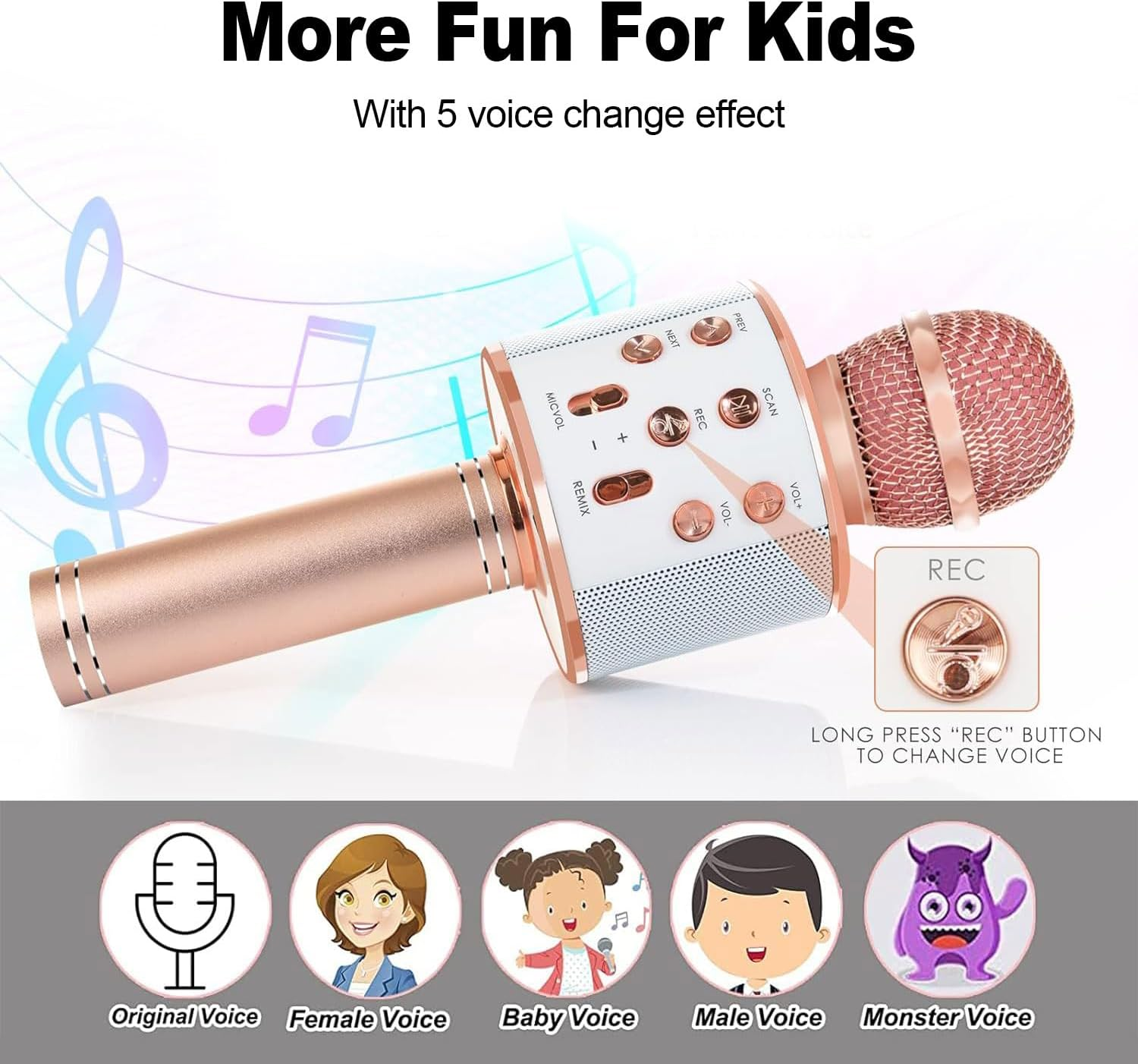 Wireless Karaoke Microphone, 5 in 1 Portable Bluetooth Microphone Kids, with Colored Leds. Karaoke Mic, for Mobile Phone/Android/Tv, for Gifts for Girls, Children and Adults of All Ages (Blue) image number 1