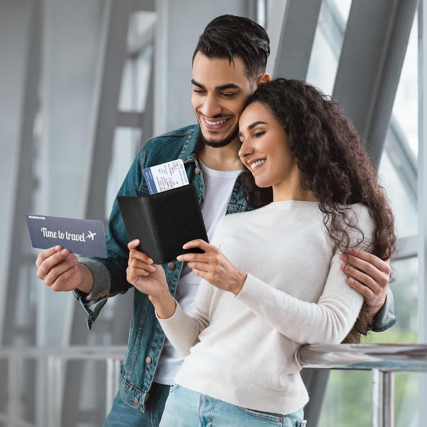 VULKIT Passport Holder RFID Blocking with Magnetic Closure Travel Wallet Passport Book Cover Boarding Pass Holder Travel Essentials - Brown image number 4