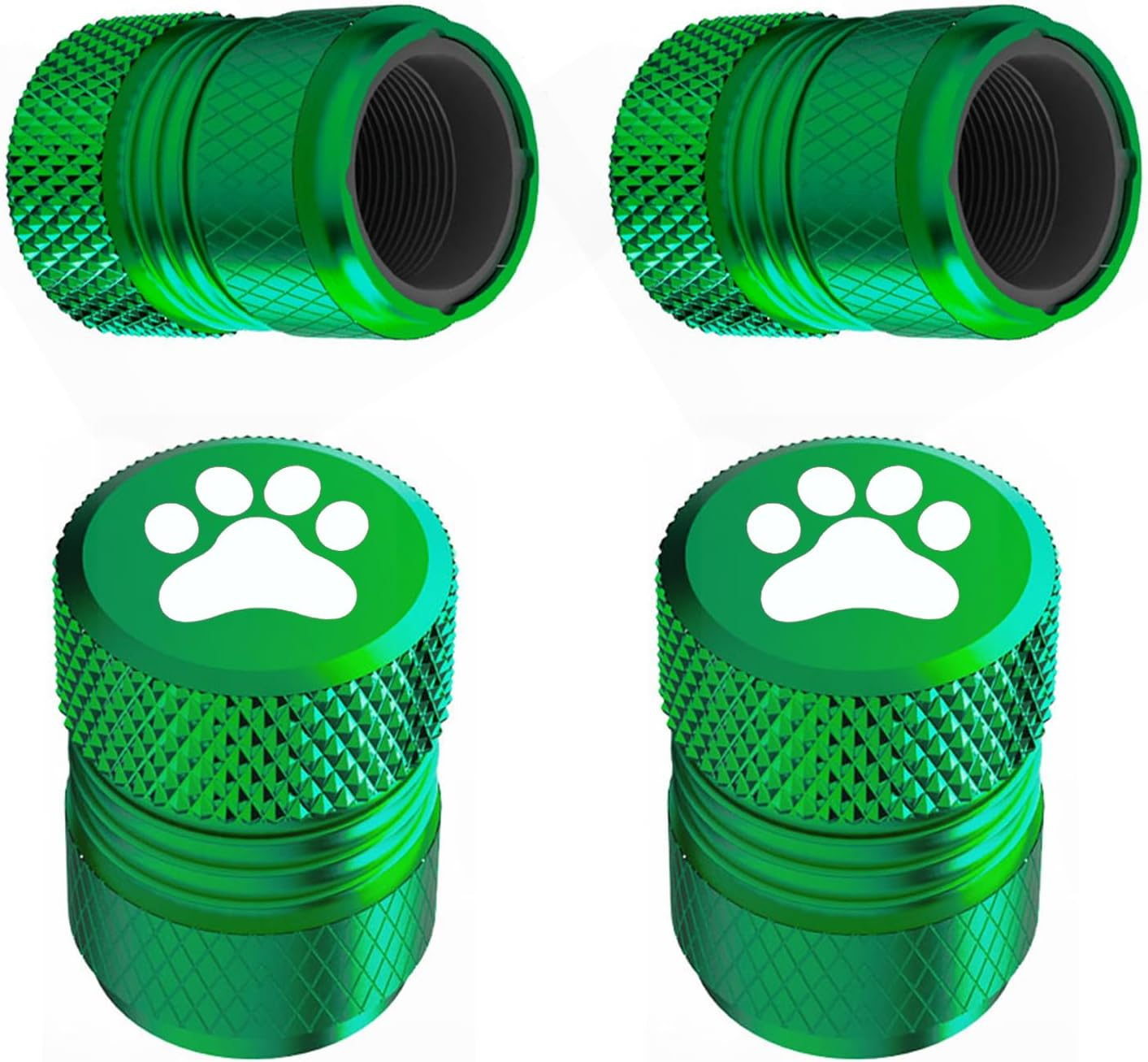 Tire Valve Stem Caps - 4 Pack Anti-Corrosion Premium Anodized Alloy Tyre Air Valve Caps Universal for Car SUV Bike Green