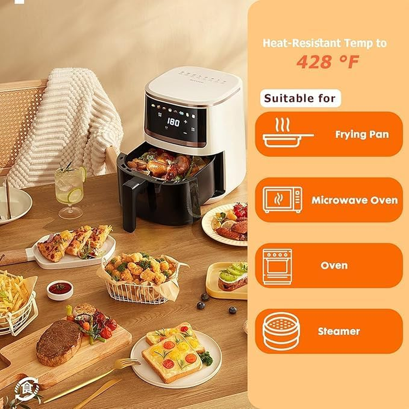 200-Piece Air Fryer Papers &ndash; Non-Stick Disposable Rectangular Parchment Paper Liners (5.5 X 8 In) for Ninja Foodi Dual Air Fryer DZ201, DZ401, 6-In-1 8-Qt 2-Basket image number 3