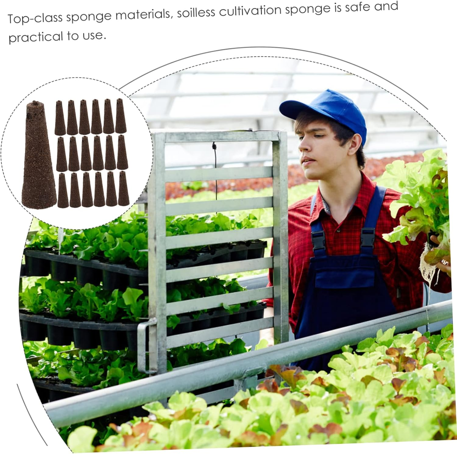 IWOWHERO Hydroponic Grow Sponges 50Pcs for Soilless Cultivation Planting Supplies for Indoor Garden Systems Seed Starting Sponges High Water Absorption