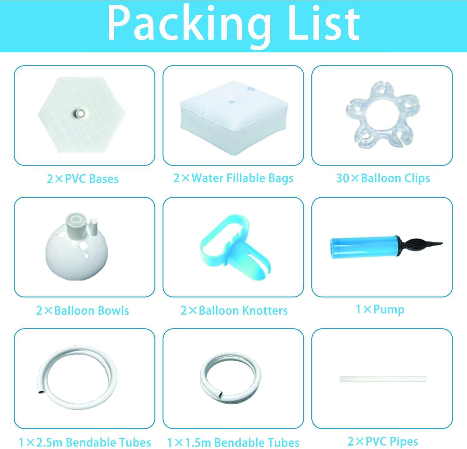 Balloon Arch Kit with Adjustable Frame & 30 Clips - Reusable Aluminum-Plastic Garland Stand for Weddings, Birthdays, Baby Showers - Includes Pump, Bases & Tools (8.2FT+5FT, Indoor/Outdoor)