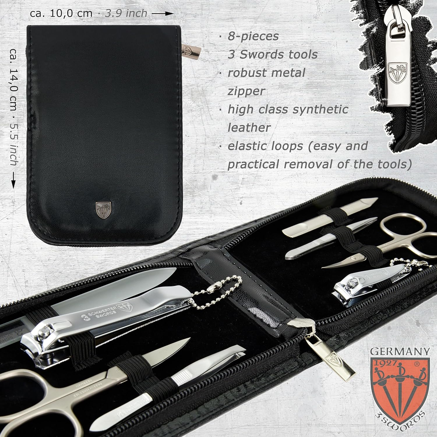 3 Swords Germany - Manicure Pedicure Set Kit (774) - Black - Synthetic Leather image number 6