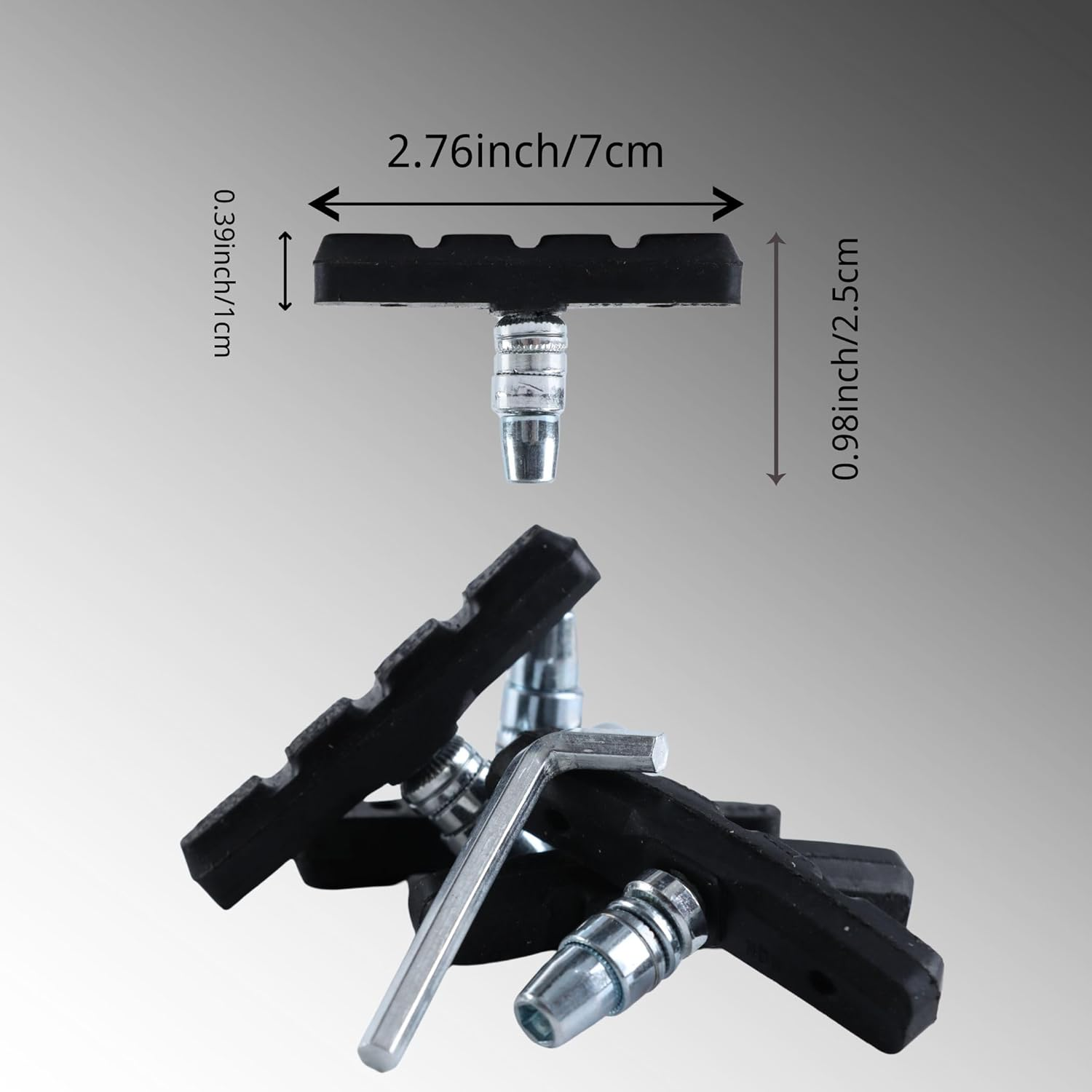 Bike Brake Pads, Powerful Noiseless V Brake Pads for Mountain Bikes, Compatible with Shimano, Tektro, Mongoose, No Skid Long-Lasting Mountain Bike Parts image number 3