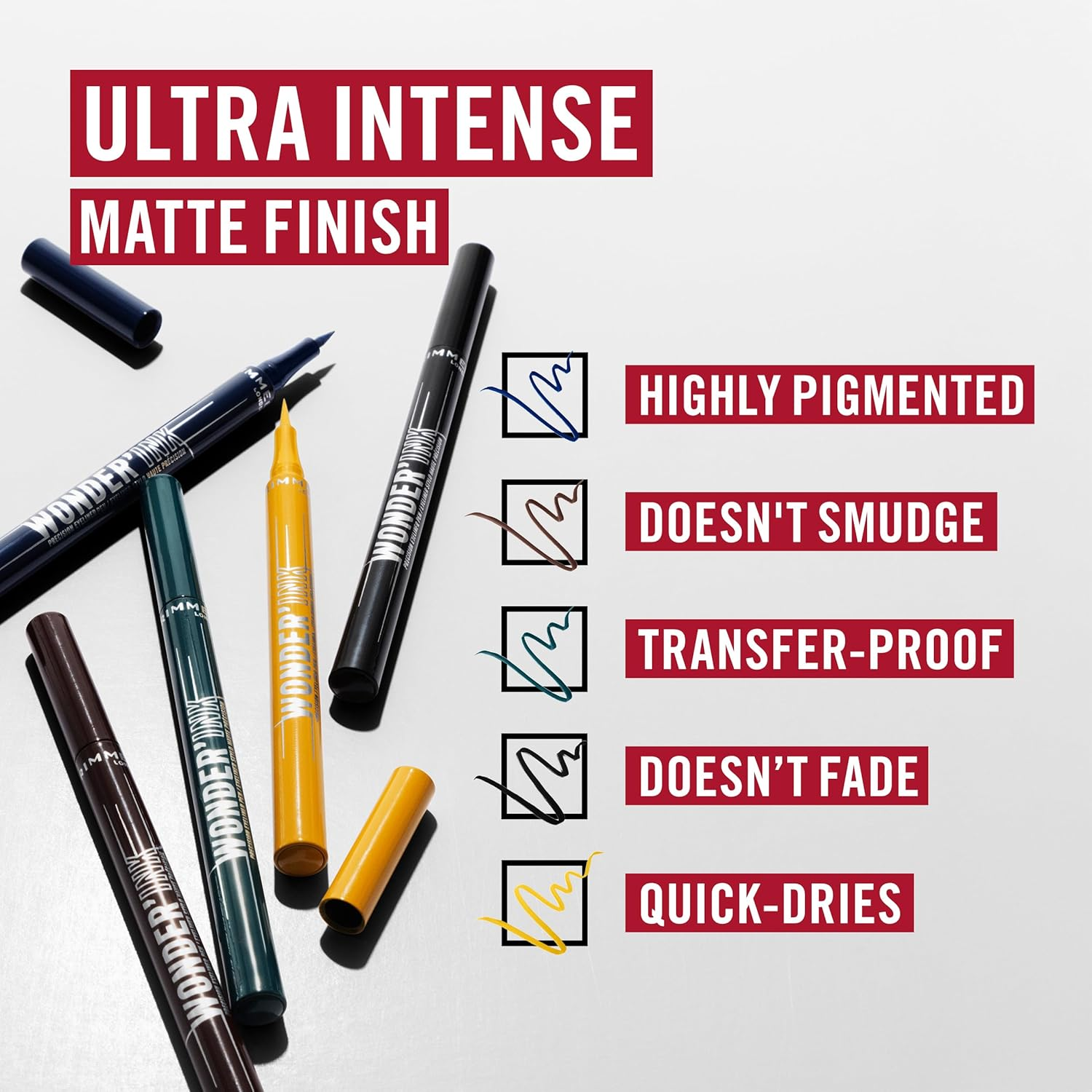 Rimmel Wonder'Ink, 002 Spiced Chestnut, Brown, Eyeliner, Eyeliner Pen, Precision Eyeliner, Precision Eyeliner Pen, Matte Eyeliner, Matte Finish, High Pigment, All Day Wear, Waterproof, Smudge-Proof, 1Ml (0.03Oz)