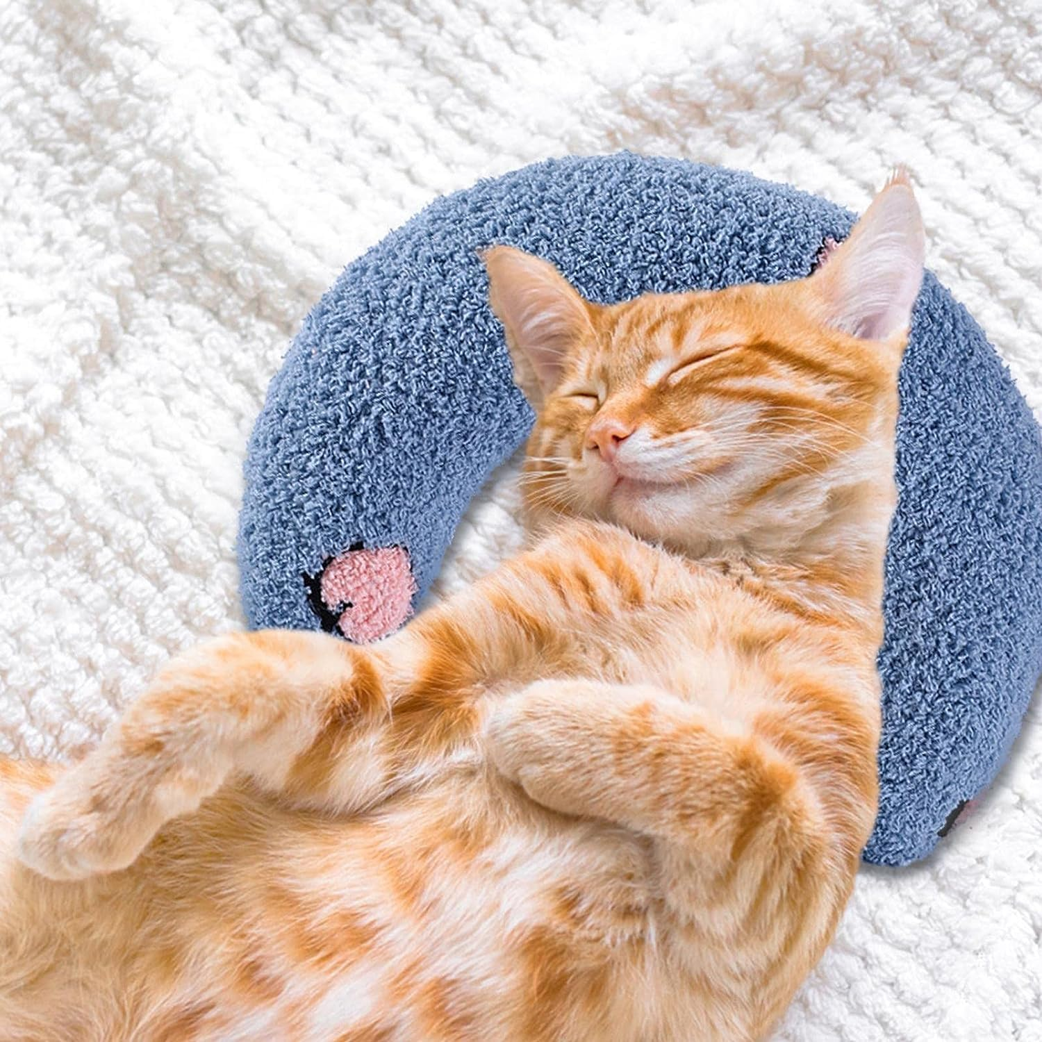 Small Pillow for Cats Head | Fashion Neck Protector Deep Sleep Puppy U-Shaped Pillow - Half Donut Cat Pillow for Cats Bed Mat, and Small Dogs Puppy image number 5