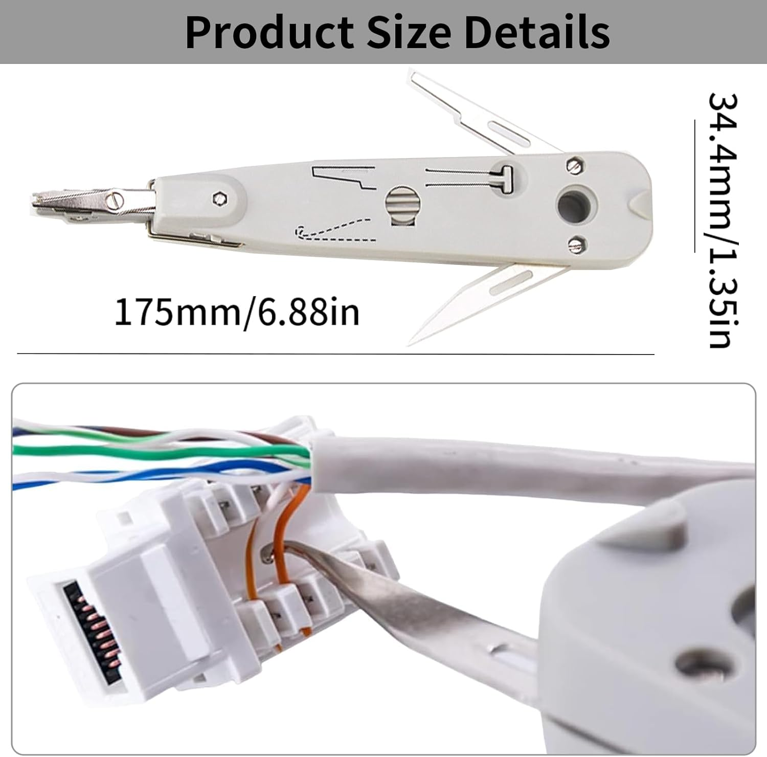 Punch down Tool, Multifunctional Network Cable Crimper for RJ45/RJ11 Cat5/Cat5E/Cat6, Impact Terminal Insertion Tool for Ethernet, Telecom, Phone Cable, 110 Block, Wire Connector (2 PCS)
