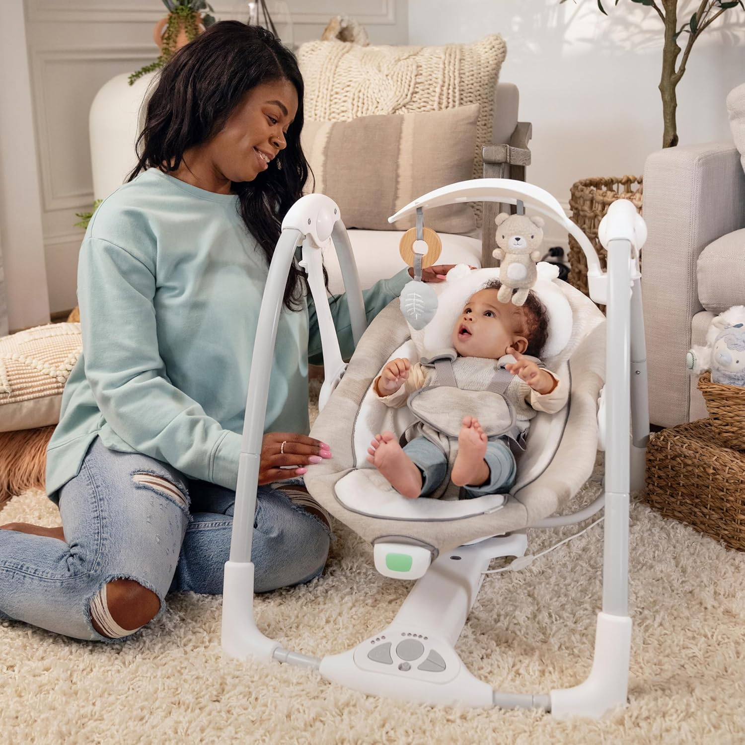 Ingenuity Convertme Swing-2-Seat, 5 Swing Modes, Vibrations, Music, USB Poweradapt Cord, Toy Bar - Wynn image number 6