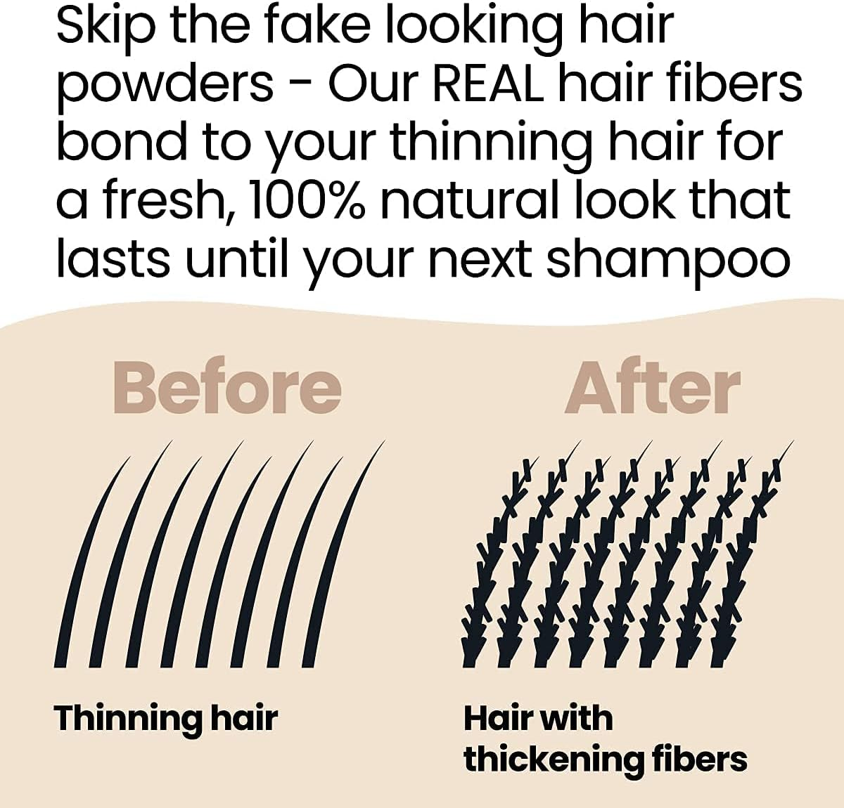 Hair Illusion Dark Brown Real Hair Fibers for Thinning Hair - 100% Natural Texture, Non Synthetic Hair Fibers - Bald Spot Cover up for Women & Men - 38 Gram