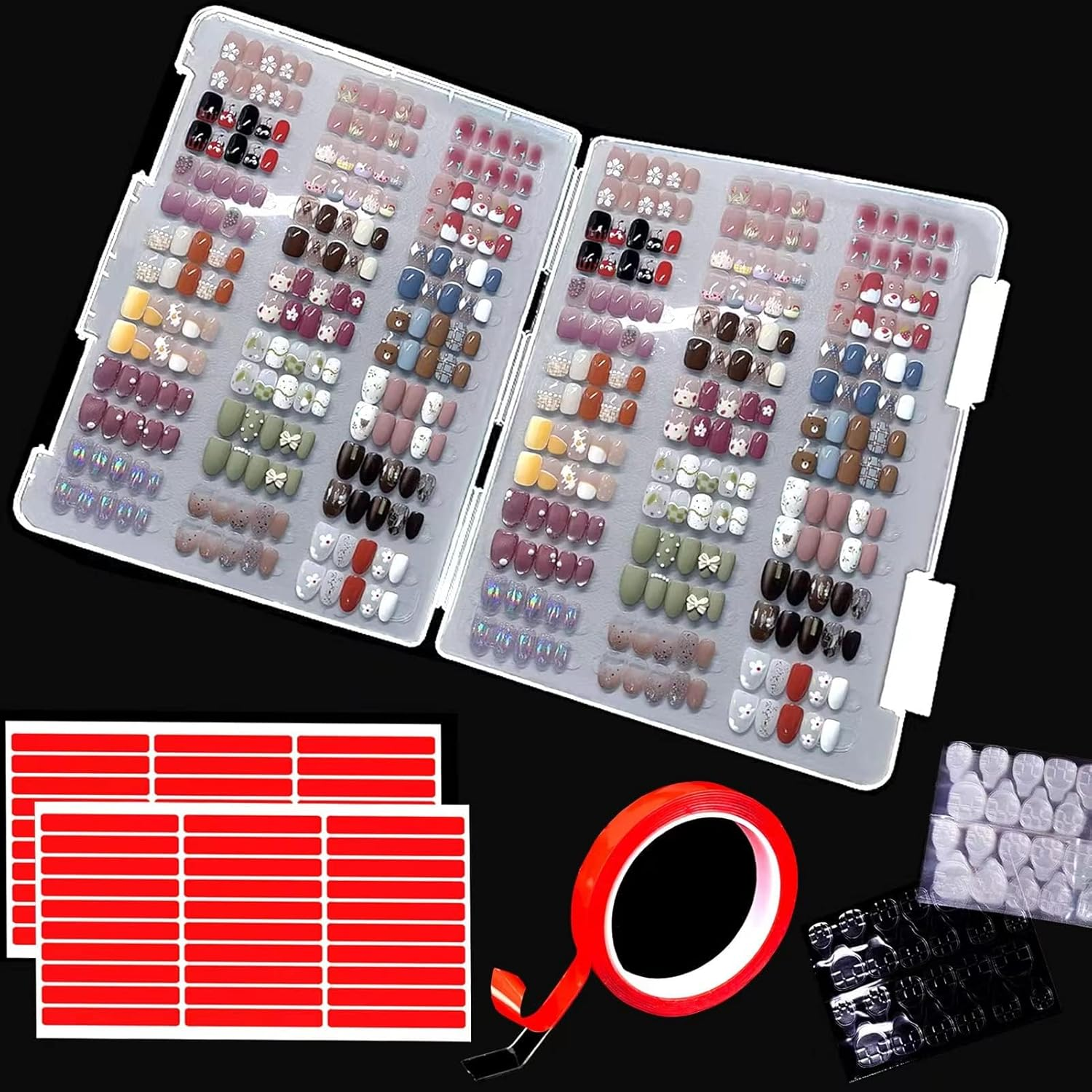 Merhamery Large Compact Transparent Press-On Nail Storage Box (12 * 9 * 0.8 Inch) - 600 Pieces Capacity - Press-On Nail Organizer & Display Storage Box image number 5