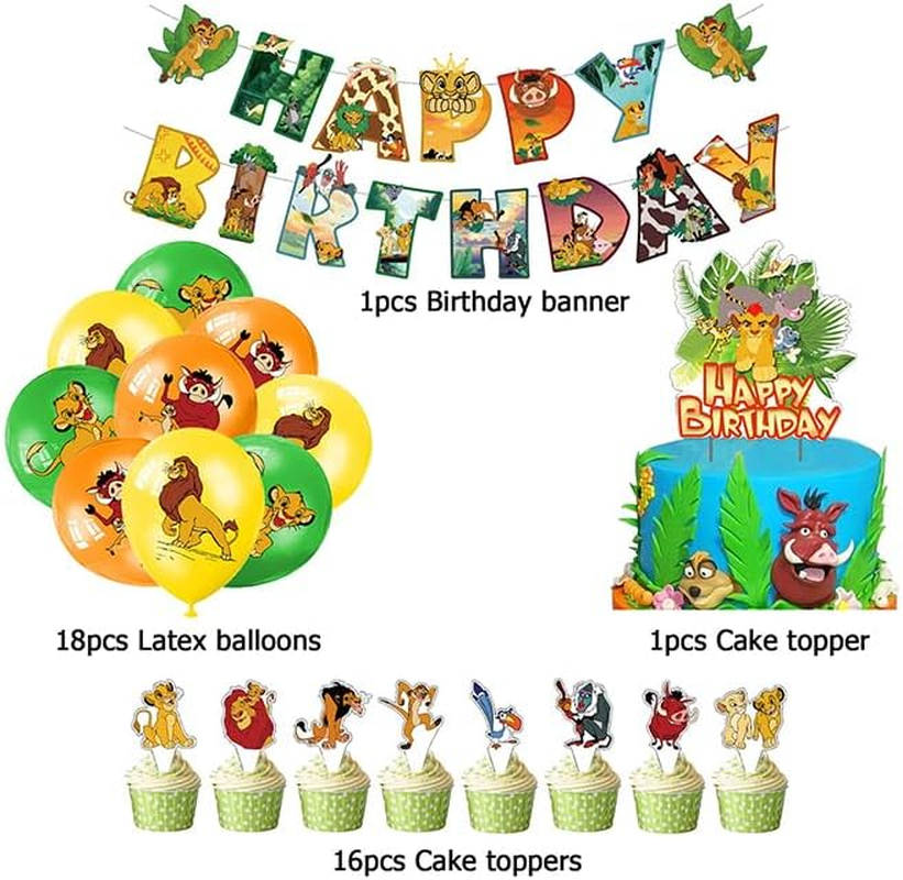 Lion King Birthday Party Supplies - Decorations Set with Balloons, Cake Topper, and Banner image number 3