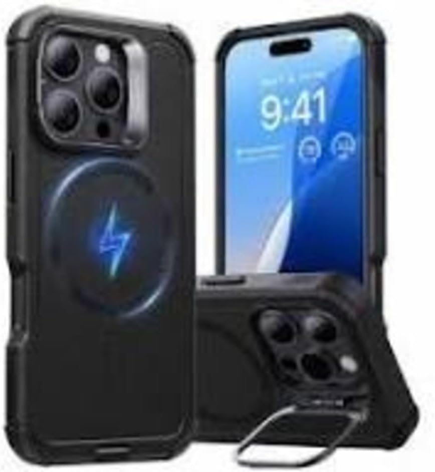 ESR Iphone 16 Magsafe Case with Stash Stand Cyber Armor with Stash Stand Iphone 16 Pro Max Black