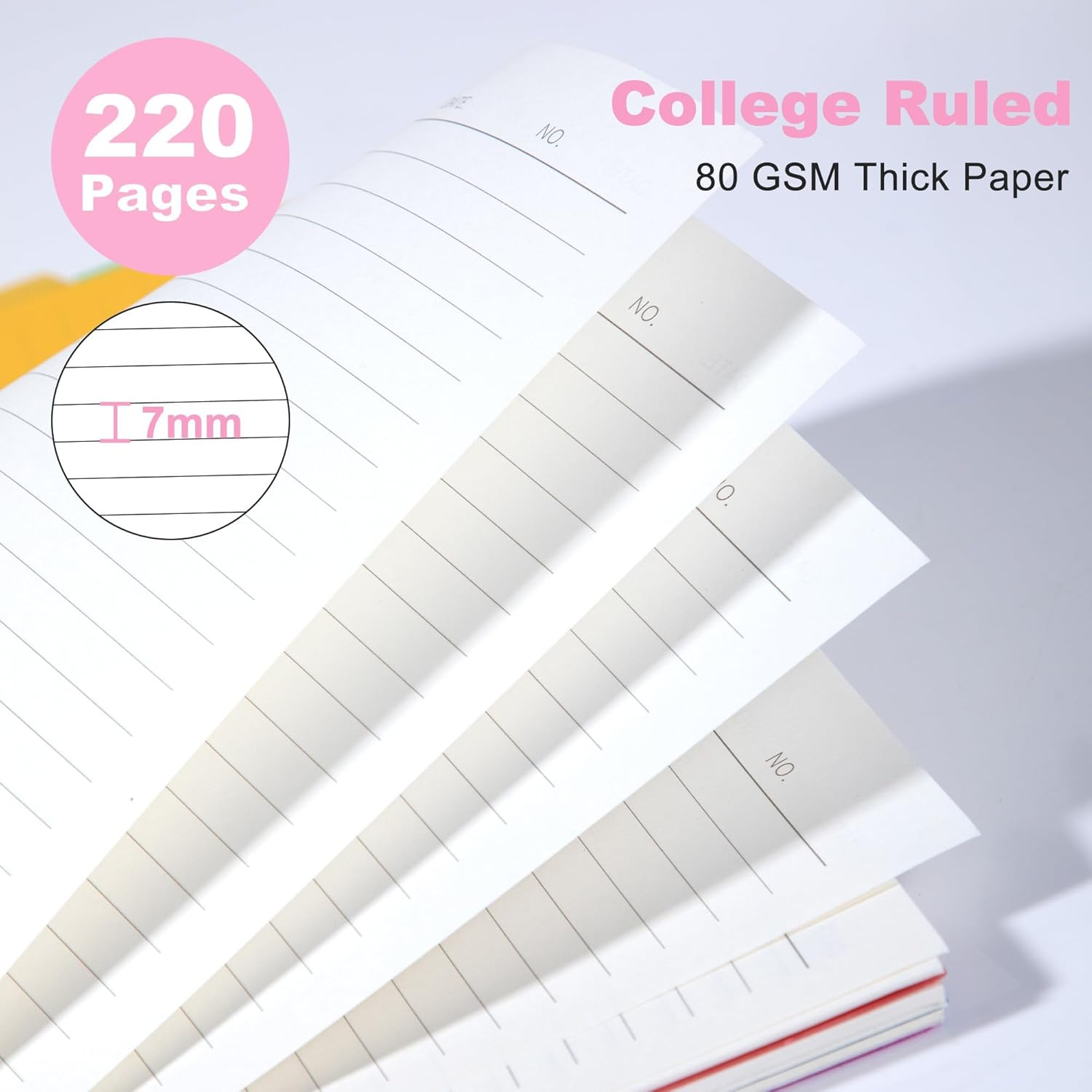 CAGIE 5 Subject Notebook with Removable Divider Tabs, A5 Spiral Notebook 5X7 Inch Lined Spiral Notebook for Women, 220 Pages Spiral Notebooks for School Note Taking, Pink image number 6