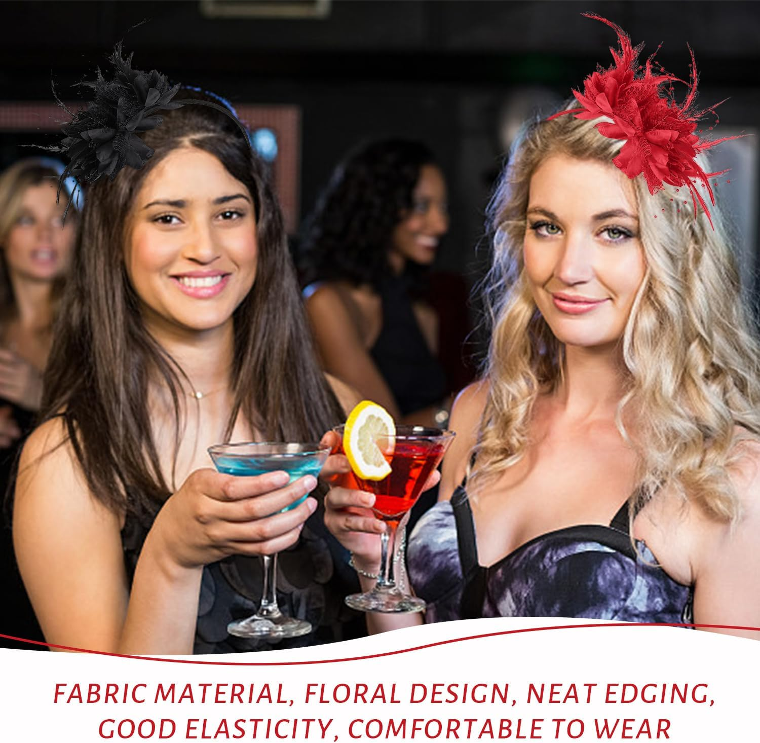 2 Pieces Feather Hair Band, Retro Headband, Elee Hair Accessories for Women, Clothing Accessories, Suitable for Parties, Weddings, Dance Parties