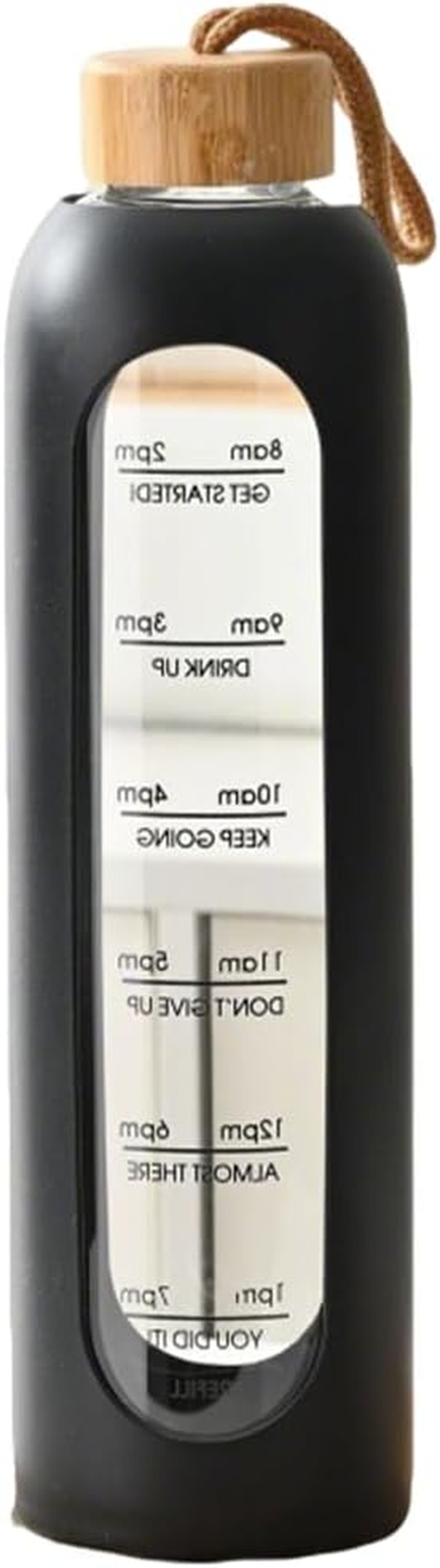 1000 ML Water Bottle, Time Marker Water Cup, Reusable Glass Tumbler, Motivational Water Bottles with Silicone Sleeve and Bamboo Lid, Drop Resistant Water Bottle for Gym Sports Outdoor (8X8X28.5Cm） image number 6