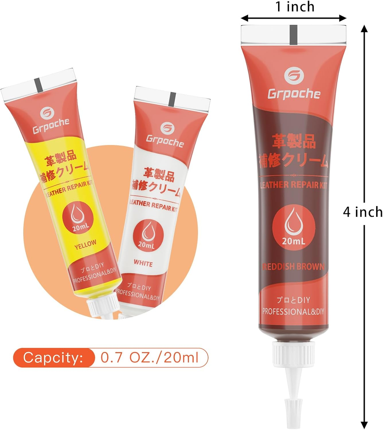 Grpoche Leather Repair Kit, 12 Colors Leather Vinyl Repair Kit for Furniture, Couches, Jacket, Sofa, Boat, Car Seat, Purse, Belt, Shoes, Scratch Filler Kit (12 Pcs Leather Repair Kit (20 ML) image number 2