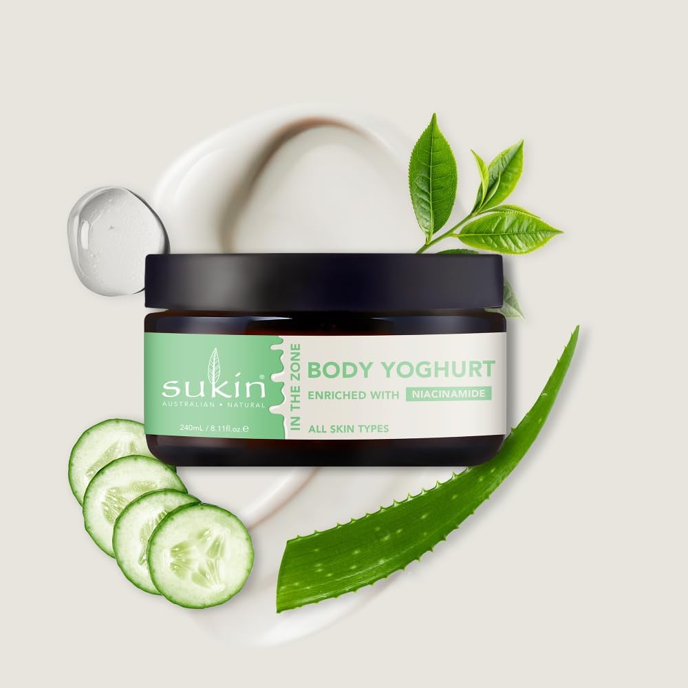 Sukin Moody Body Yoghurt 240Ml Green Tea & Cucumber, Natural Hydrating Lotion with Niacinamide, Australian Made & Owned, Vegan, Cruelty-Free image number 2
