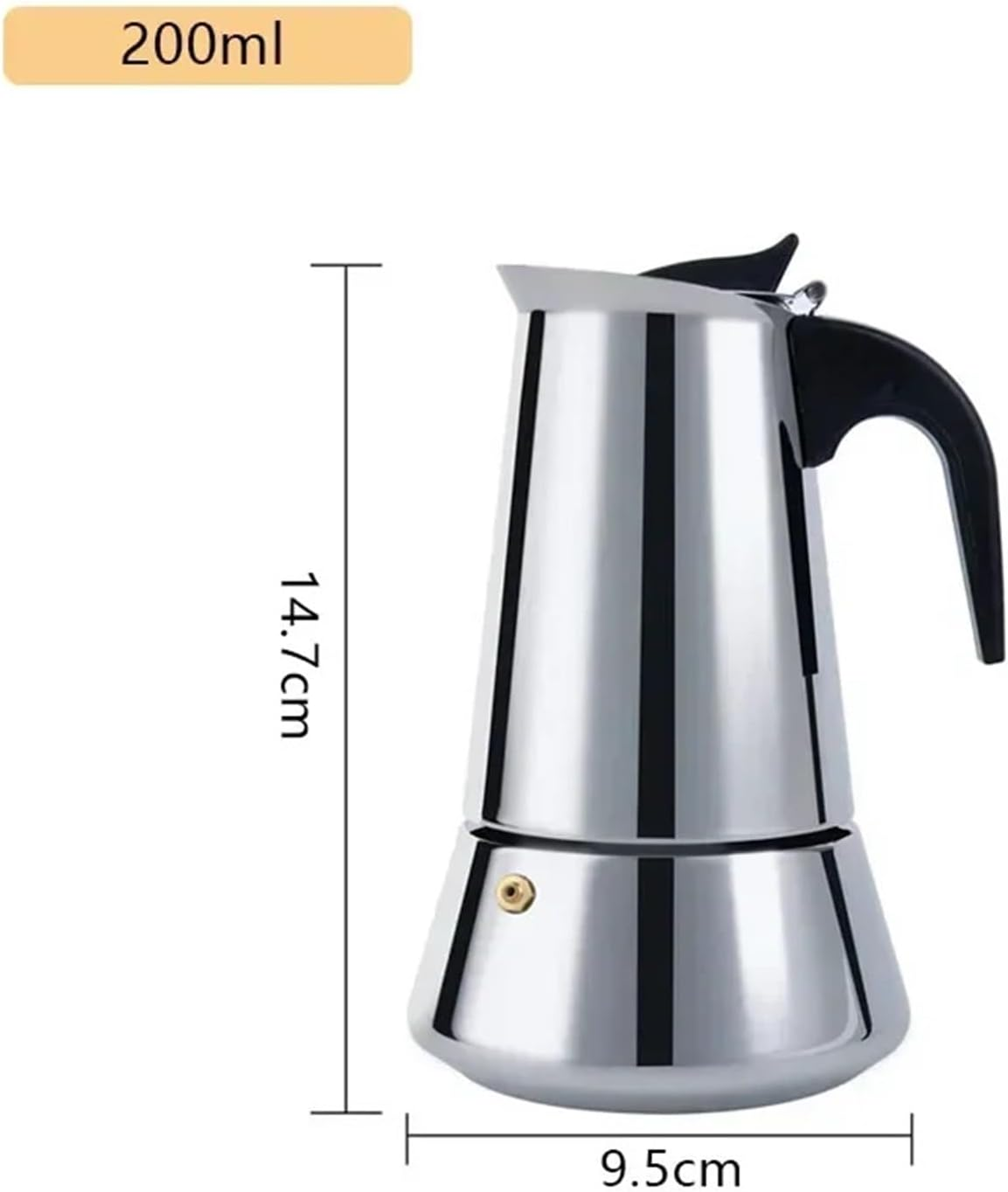 600Ml Mocha Espresso Latte Stovetop Filter Stainless Steel Coffee Pot for Barista Moka Maker(A 200Ml) - A 450Ml image number 3