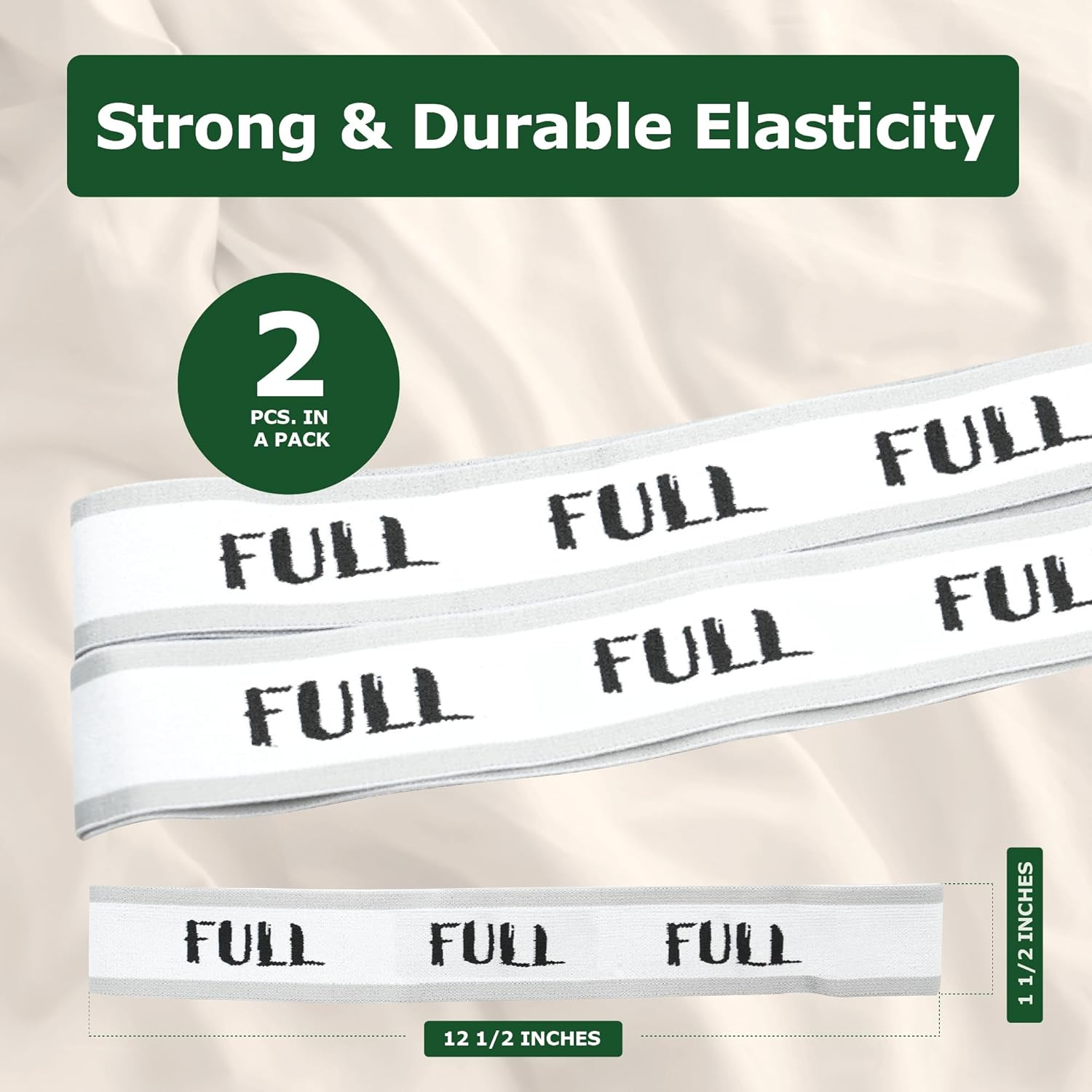 Ecohomes Bed Sheet Organizer and Storage Size Label Bands | Bed Sheets Set Organizers for Linen Closet Organization - Elastic Bedding Band Labels for Organizing Bedsheet (Full 2Pcs Pack | White) image number 6