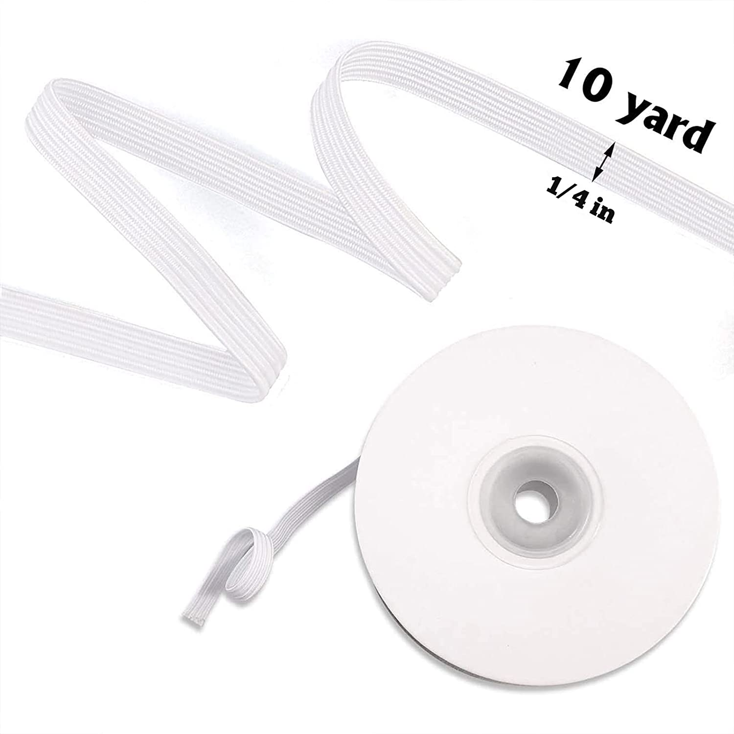 Elastic Band 1/4 Inch Wide 10 Yd, Stretch Strap,High Elastic Cord, for Sewing Crafting Diy-White