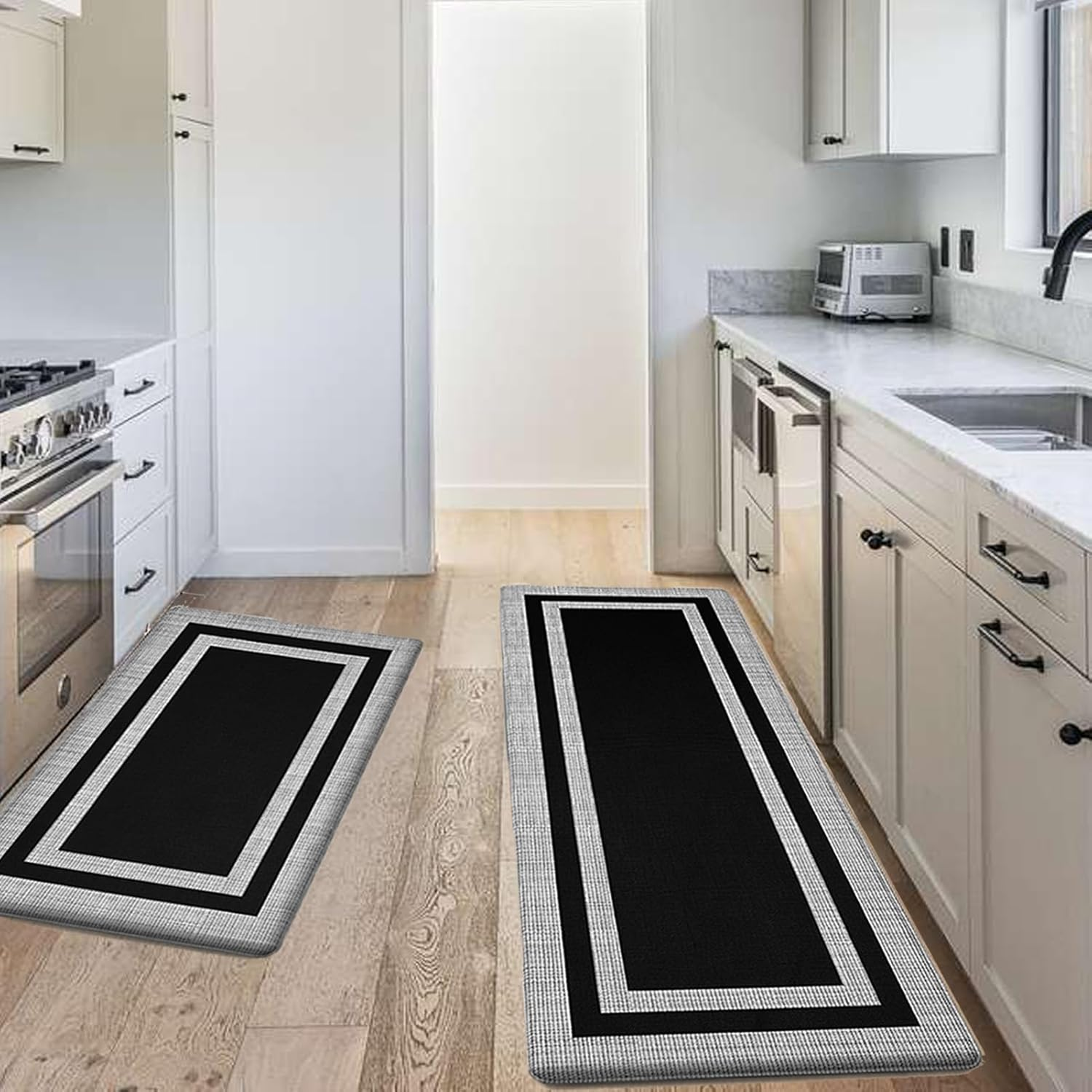 Kitchen Mats for Floor,2Pcs Cushioned anti Fatigue Kitchen Mat for Floor,Non Slip Waterproof Kitchen Rug Set,Comfort Standing Mat for Kitchen,Floor,Office,Sink,Laundry (17.3"&times;30"+17.3"&times;47") image number 1