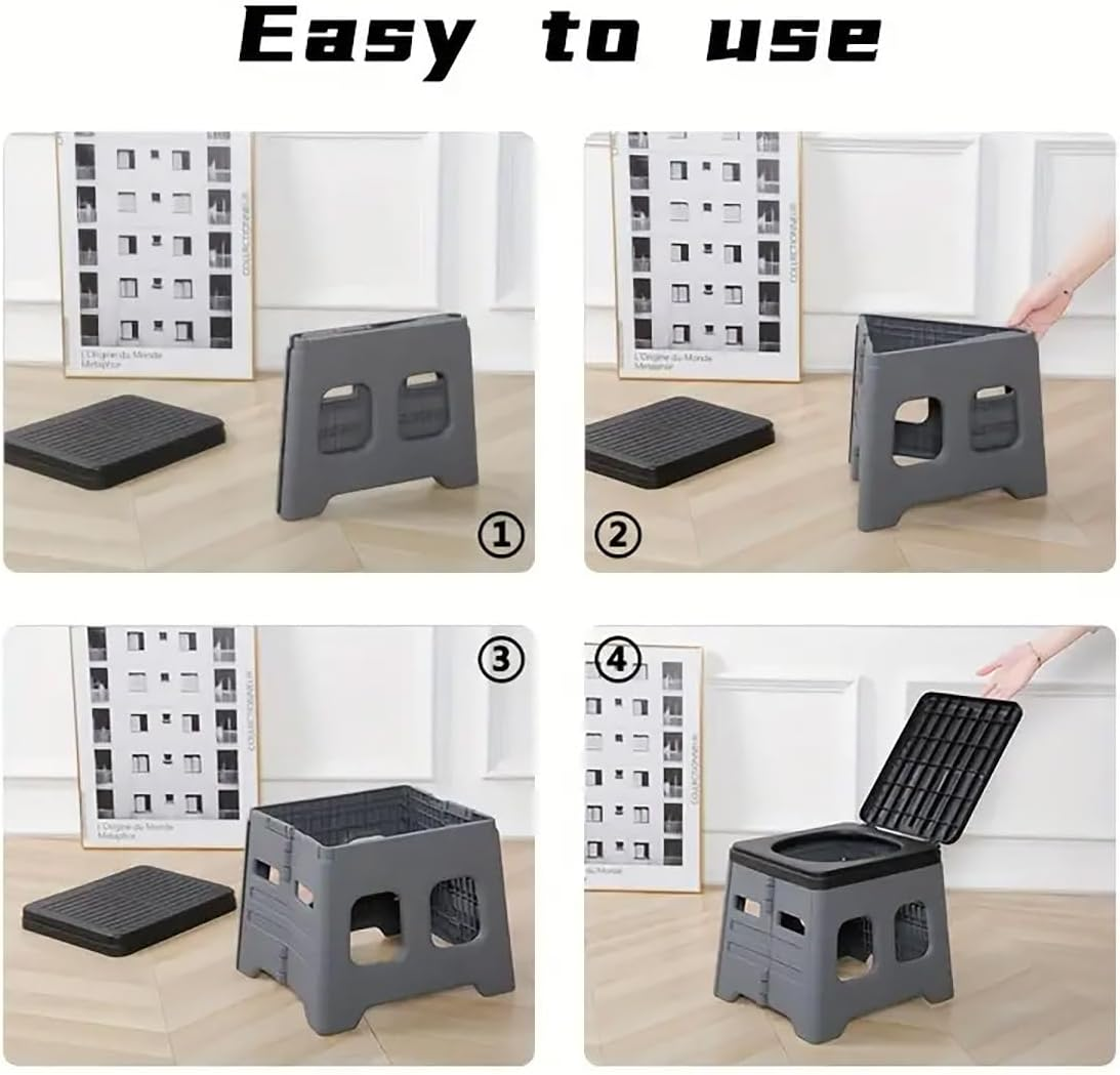 AIMALL Portable Folding Toilet Stool &ndash; 14.6 X 11.8 X 12 Inch Outdoor Travel Car Camping Toilet, Lightweight 1.3Kg PP Material with 300Lb Weight Capacity and Hygienic Lid