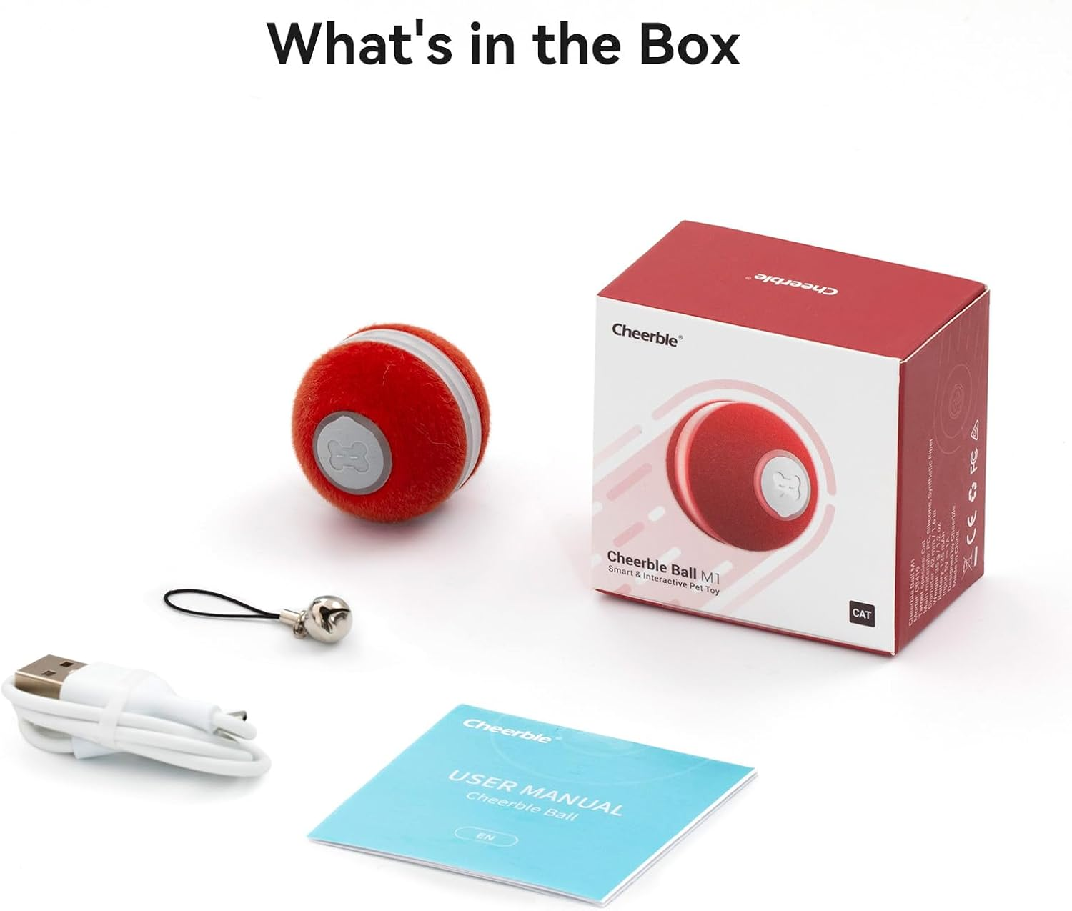 Cheerble Interactive Cat Ball Toy, Automatic Moving Ball Toy for Indoor Cat Kitten, Electric Pet Toy Fun Gift with Light, High Energy Cat Toys, Red - Red image number 6