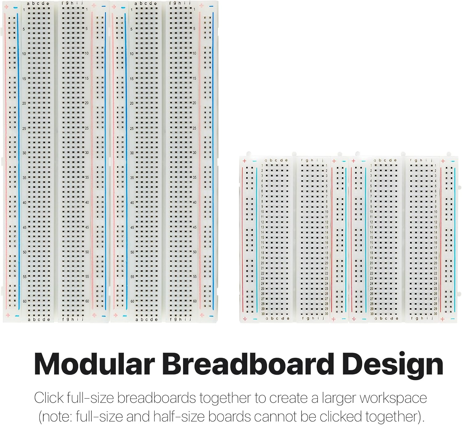 Breadboard Kit with 2 Full-Size 830 Points and 2 Half-Size 400 Points Solderless Breadboards, 4 Type-C Breadboard Power Supplies (3.3V / 5V Switchable), Ideal for Arduino, ESP32