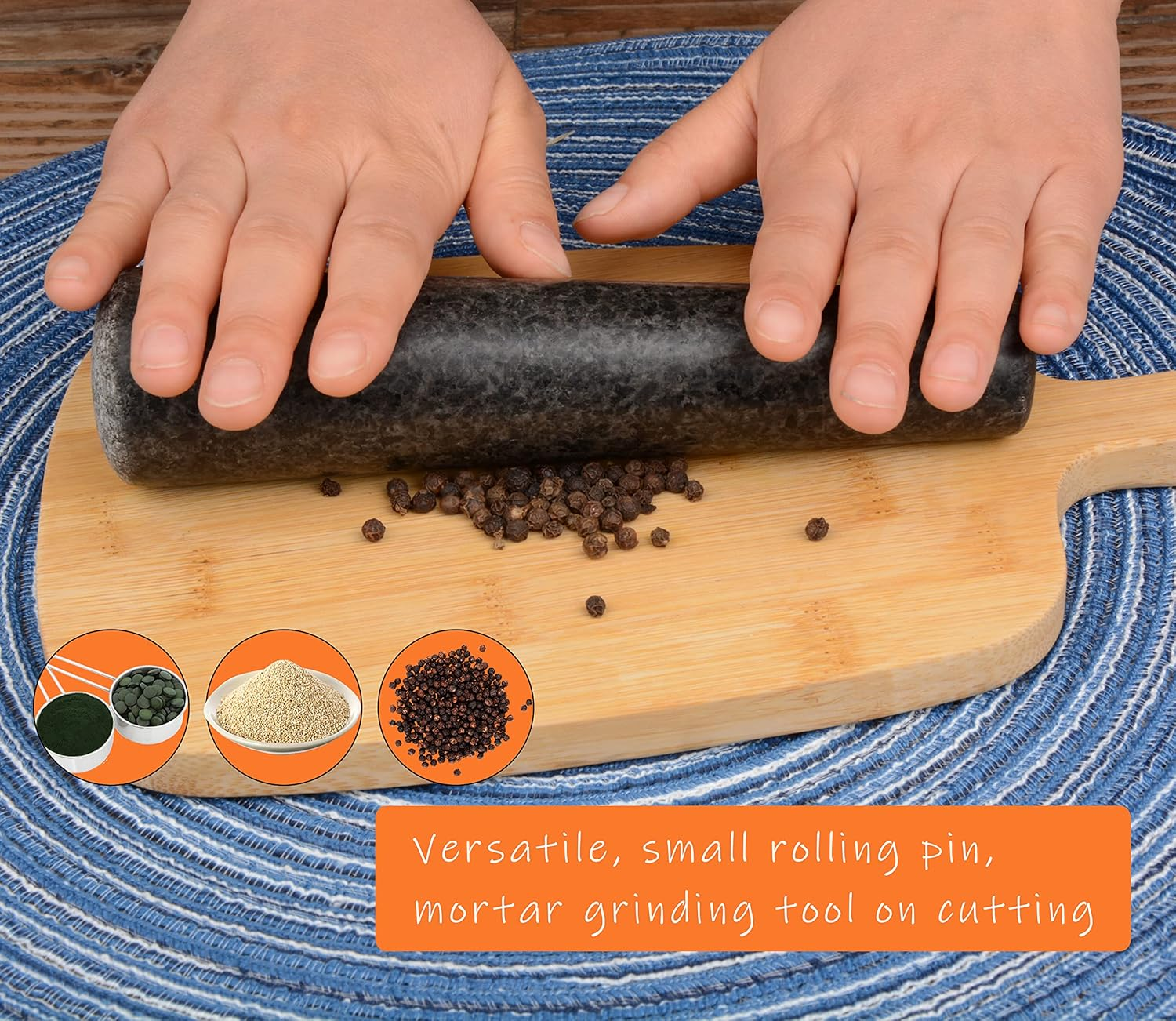 Granite Replacement Pestle 7.4-Inch Polished Stone for Multifunction in Kitchen (Mortar Not Included) image number 5