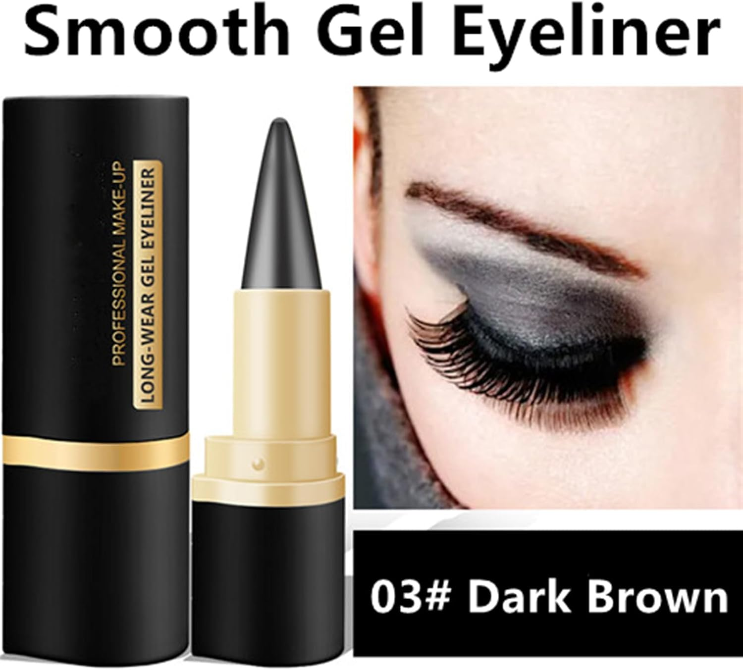 Go Ho Gel Eyeliner Stick,Soft Brown Eye Liner Cream Stick Crayon,Soft Smooth Long Wearing Eyeliner Pen,Eyeshadow Lips Makeup for Women(Brown) image number 2