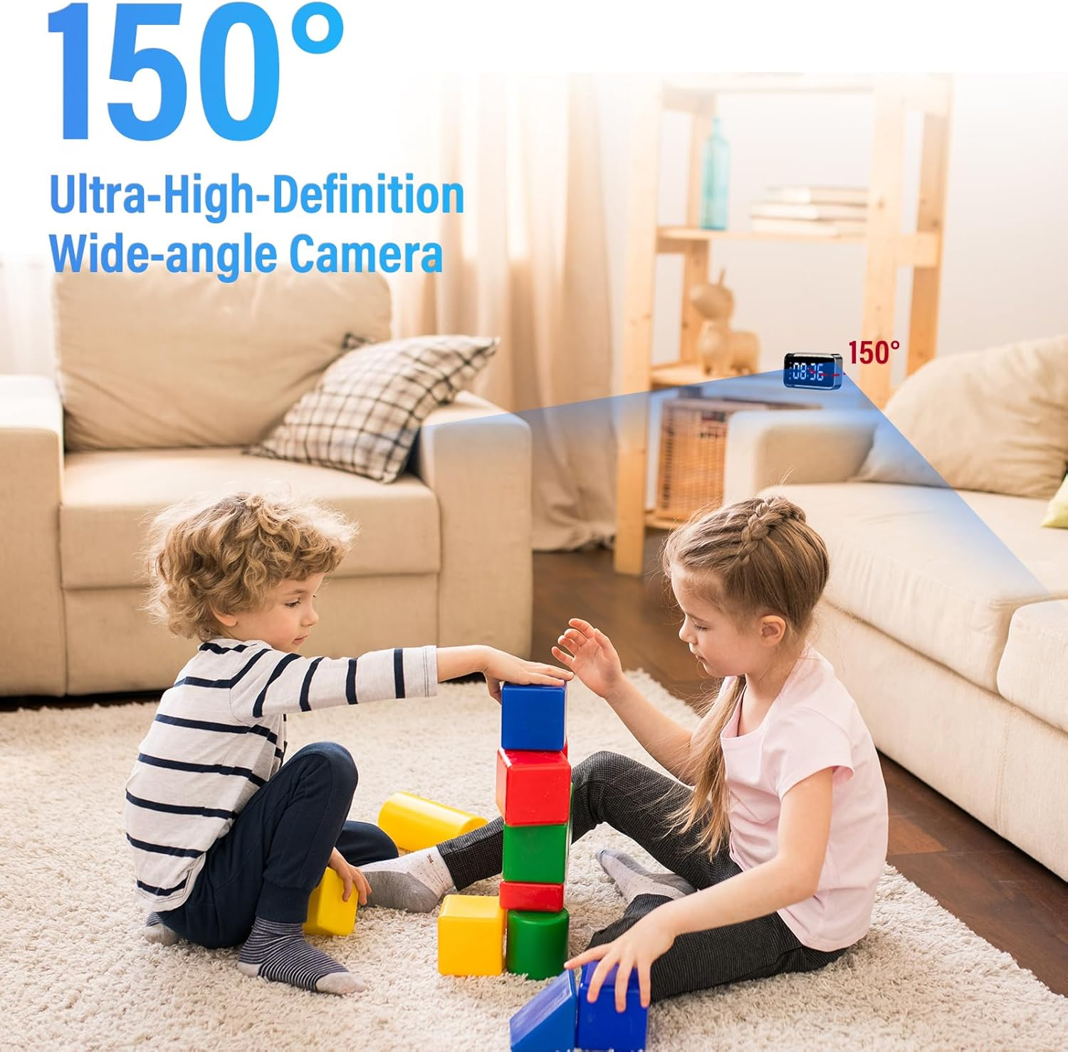 Tccbac 4K HD Hi/Dden S/Py Camera Clock - Wifi Wireless Indoor Security Camera with 150&deg; Wide Angle Lens, Night Vision, Motion Detection, N/Anny Cam for Home/Office Surveillance image number 2