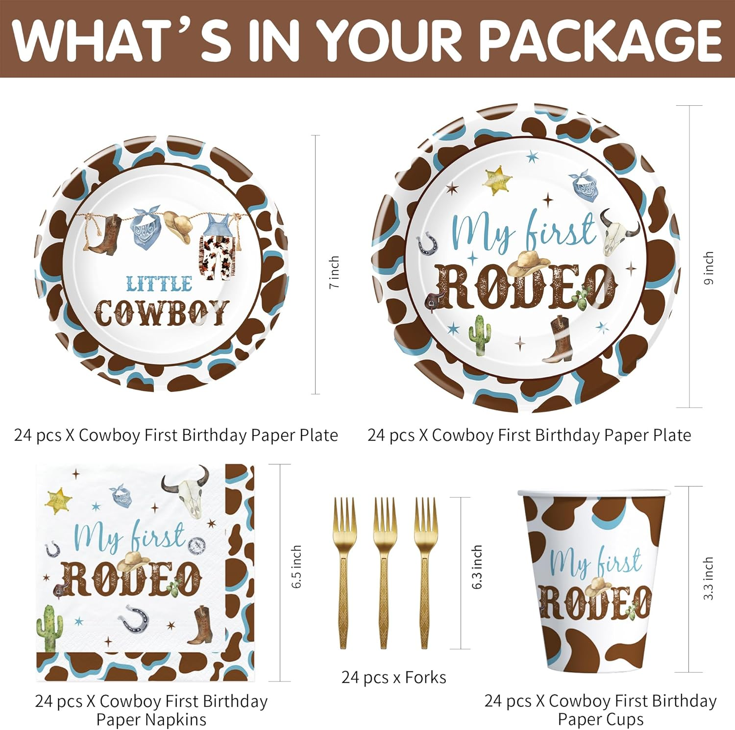 Boy Rodeo 1St Birthday Party Plate, Cup, Napkin, Cutlery Set image number 4