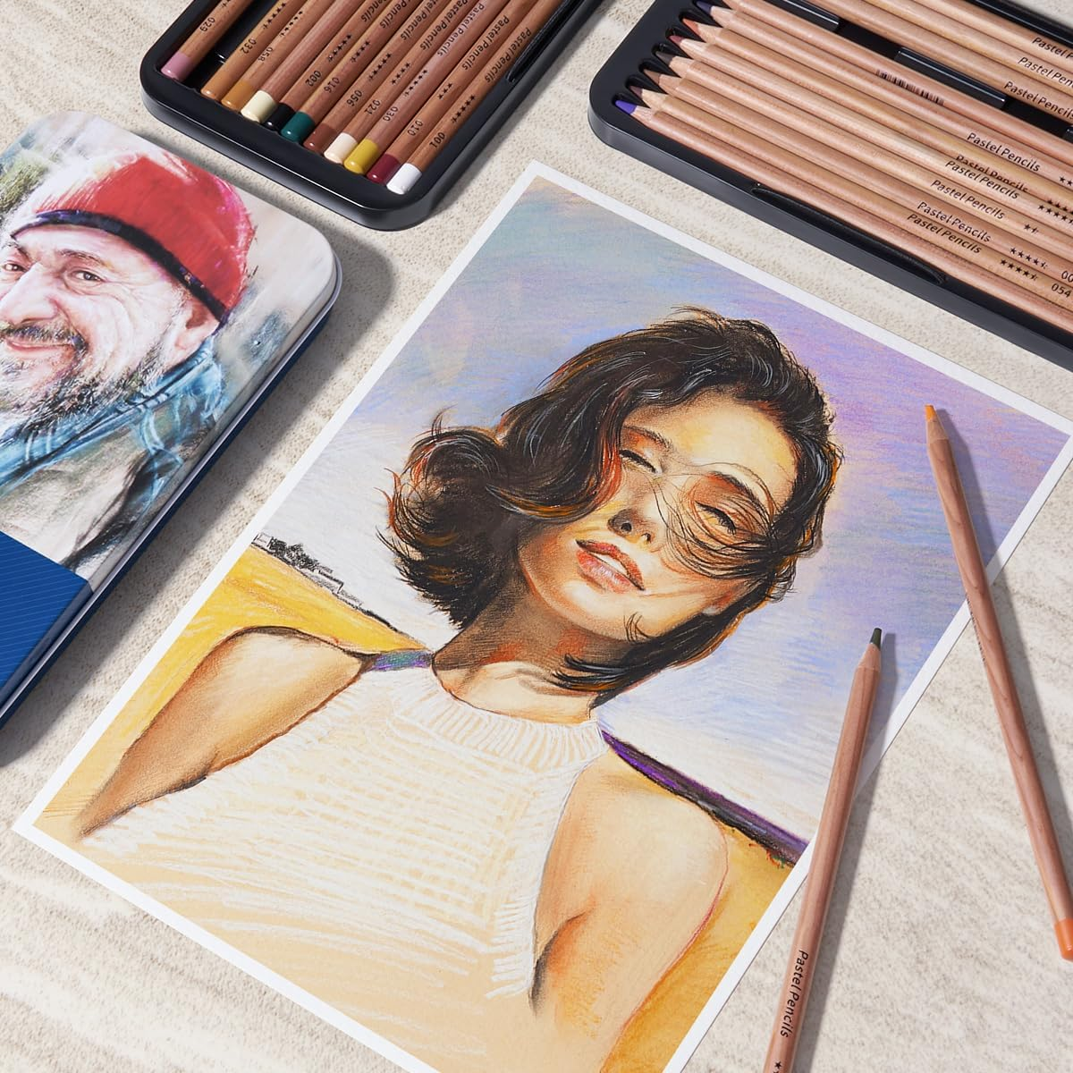 LIGHTWISH Professional Pastel Pencils for Artists Set of 24 Colors for Portrait Painting and More -Ideal for Mixed Media Layering, Blending, and Mark Making as Well as Traditional Paste Painting image number 5